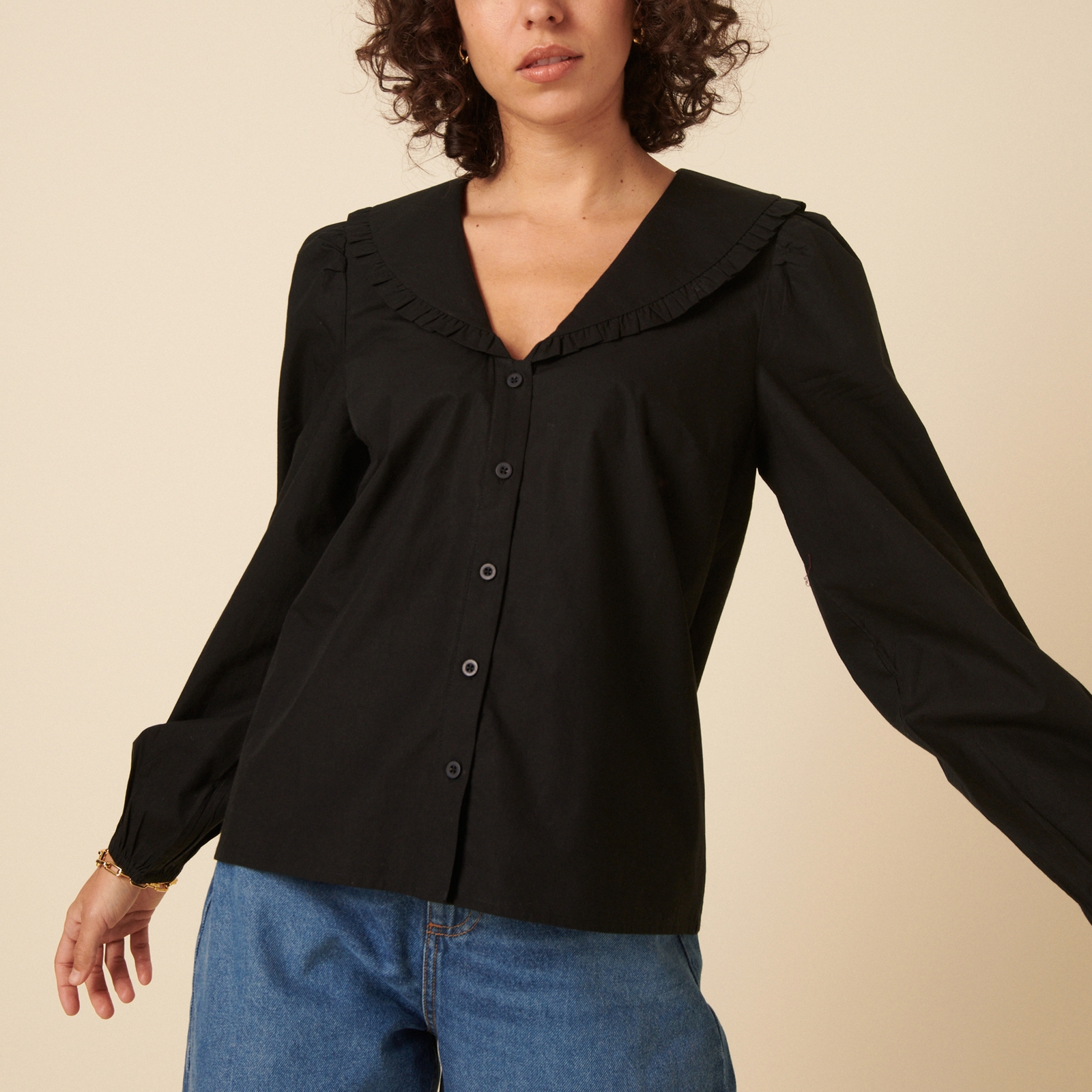 Nobody's Child Emmie Cotton-Poplin Blouse - UK 8