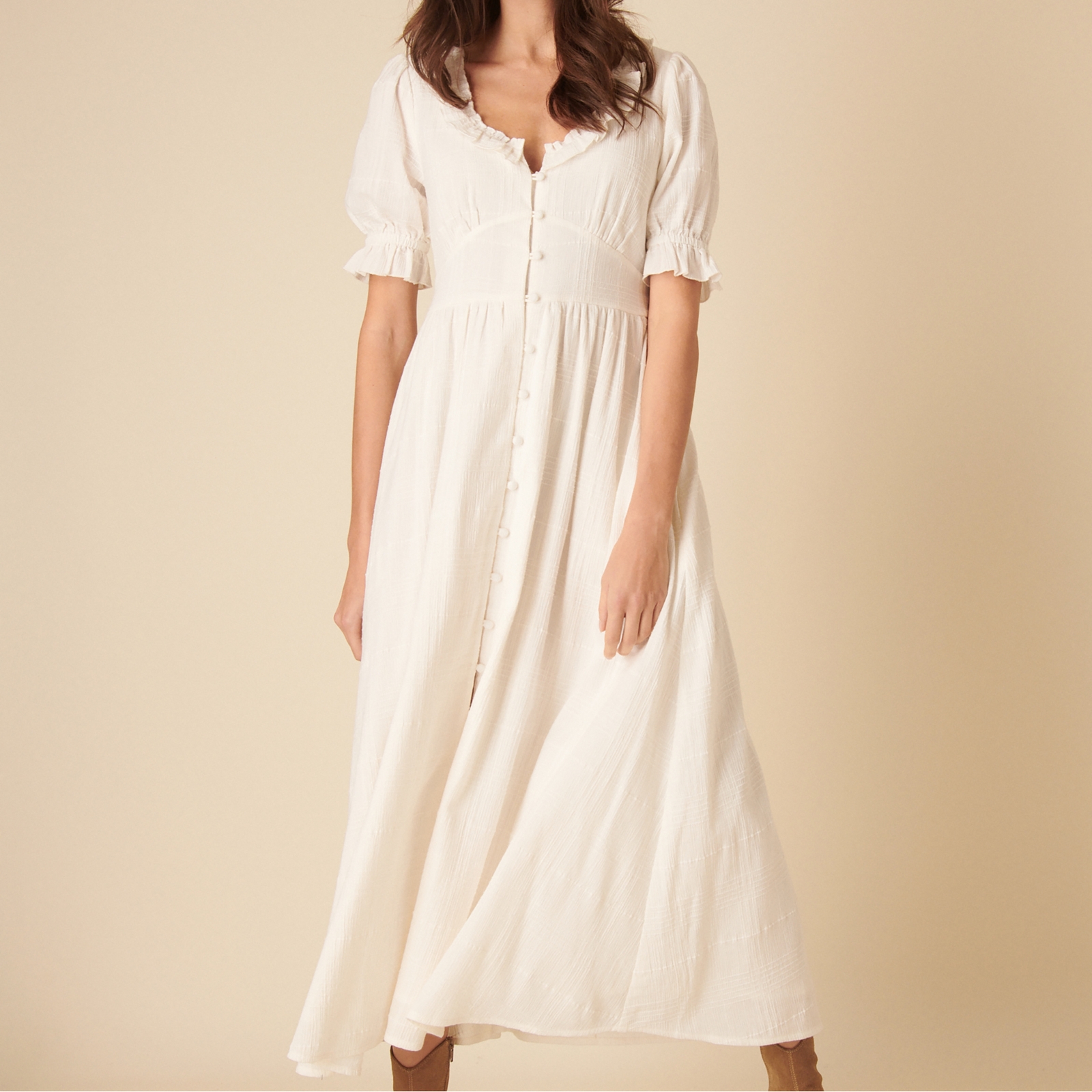 Nobody's Child Flossie Plain Cotton-Seersucker Dress - UK 14