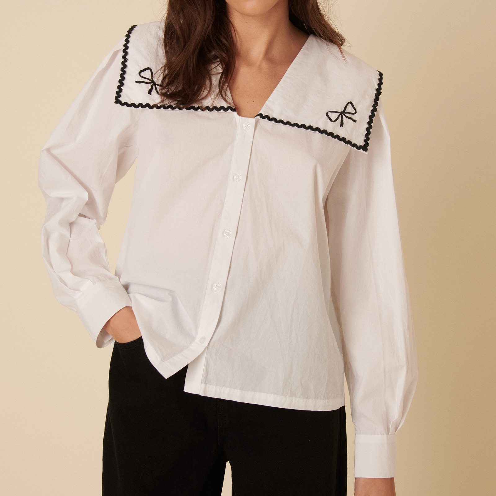 Nobody's Child Bingley Cotton-Poplin Blouse - UK 6