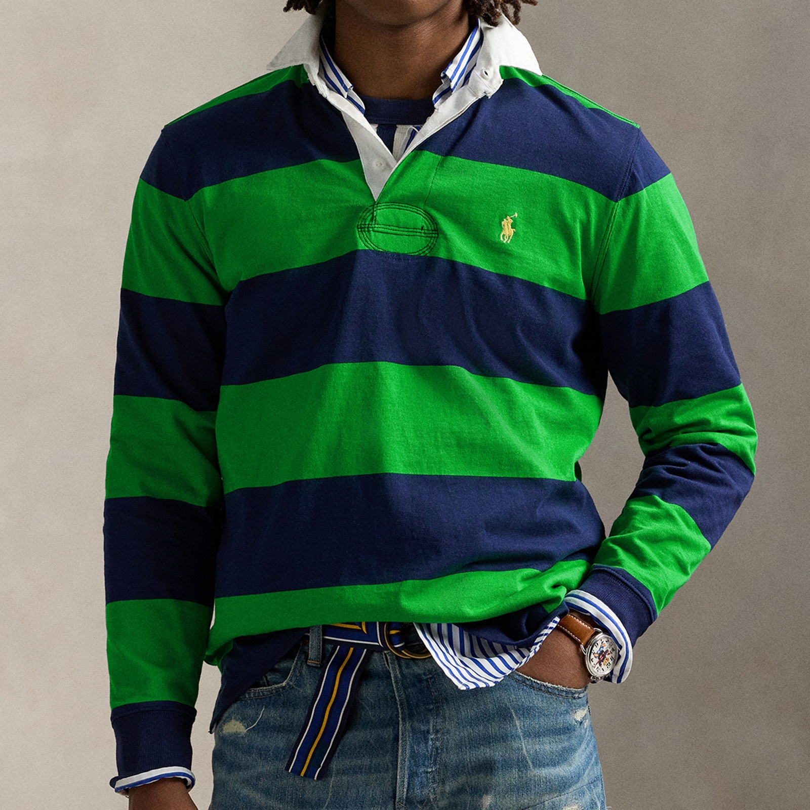Polo Ralph Lauren Yarn-Dyed Cotton-Jersey Rugby Top - XXL