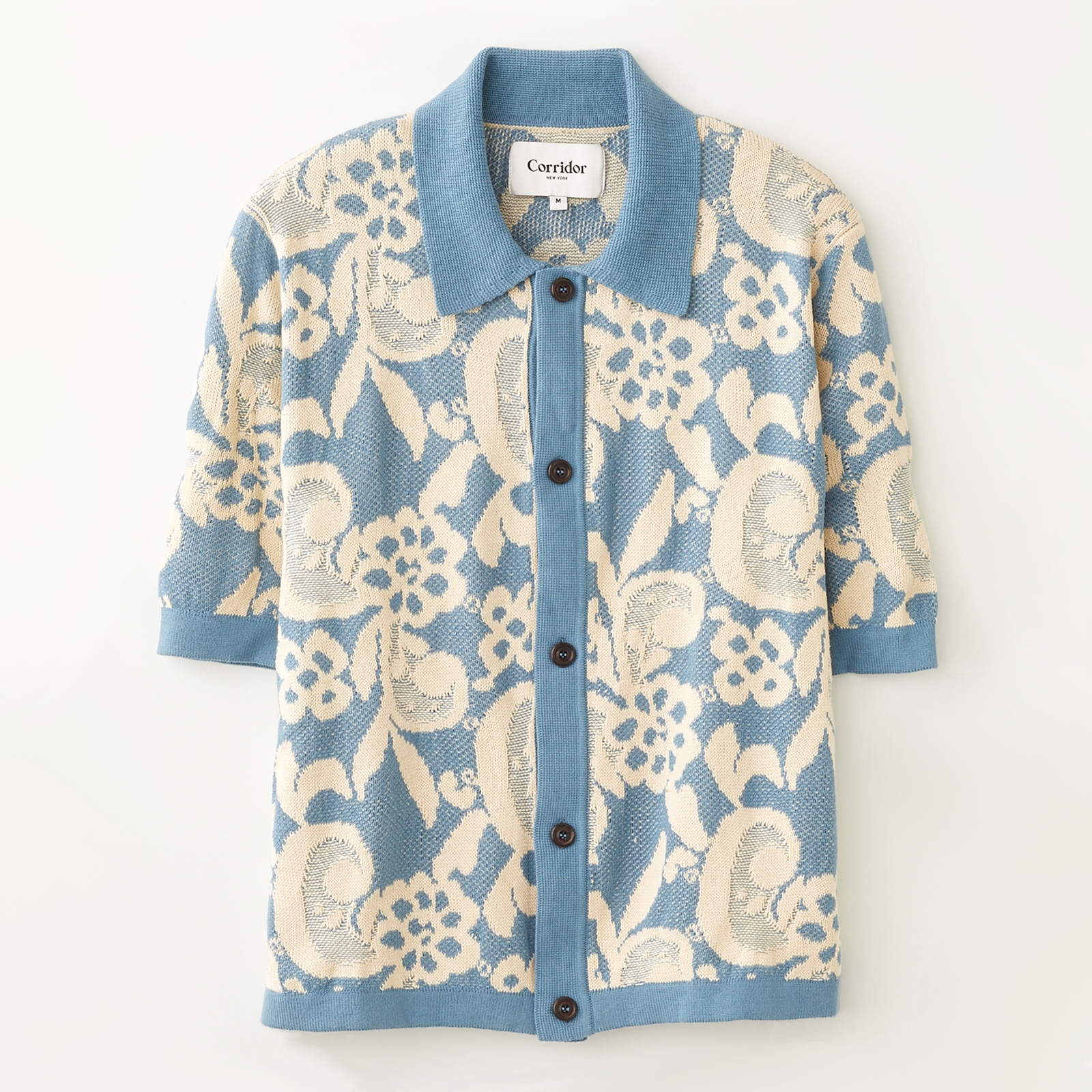 Corridor Floral Pima Cotton-Jacquard Knit Shirt - S