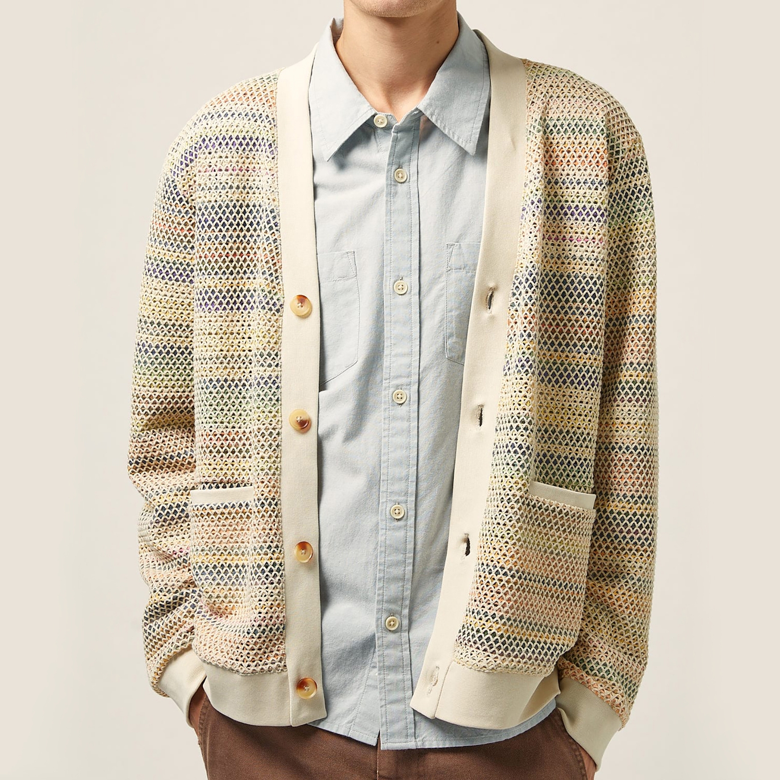Corridor Rainbow Cotton-Blend Cardigan - L