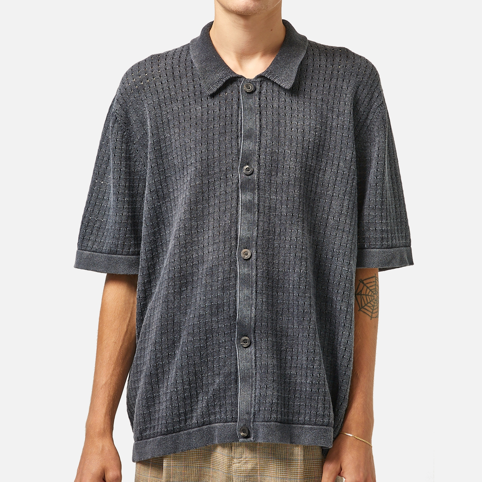 Corridor Acid Wash Pima Cotton Pointelle-Knit Shirt - XL
