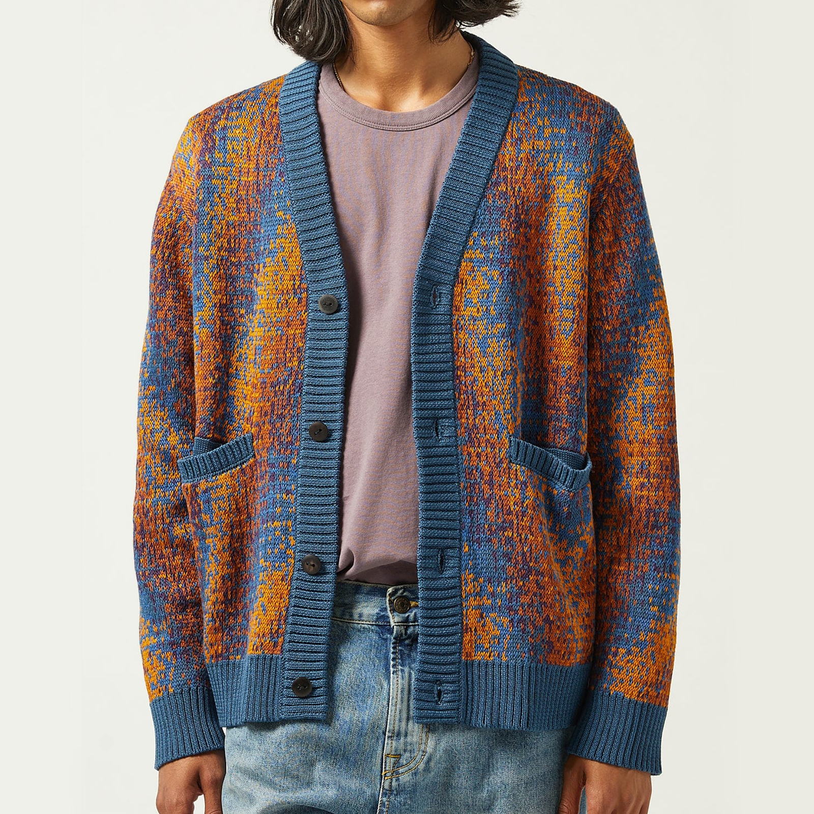 Corridor Black Hole Sun Intarsia-Knit Cotton Cardigan - L