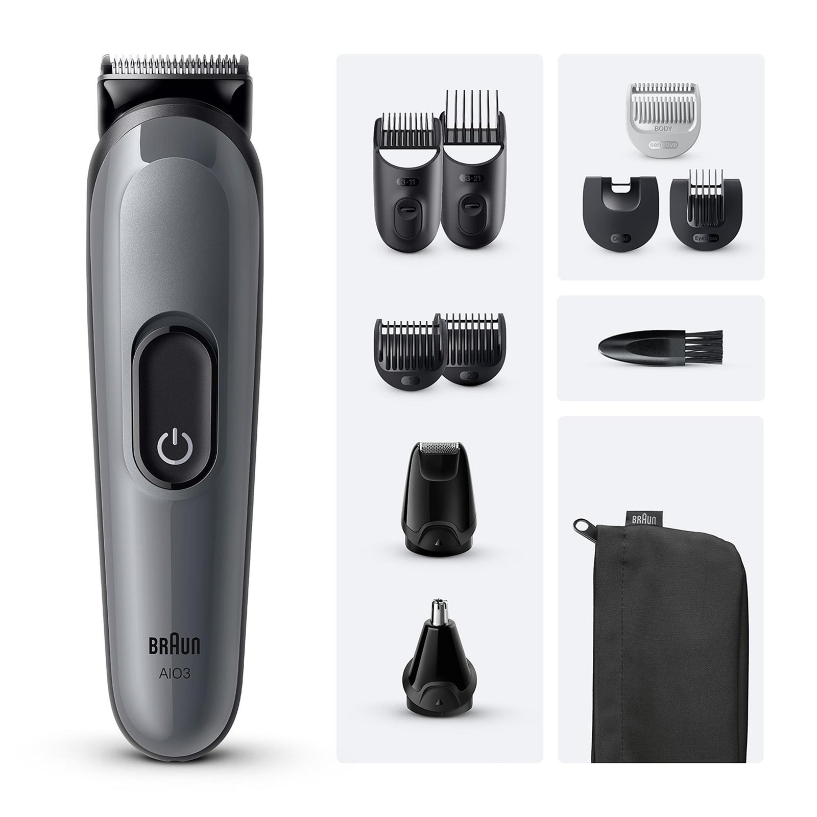 Men's Grey Braun All-In-One Trimmer Style Kit Series Aio3565 Size 3