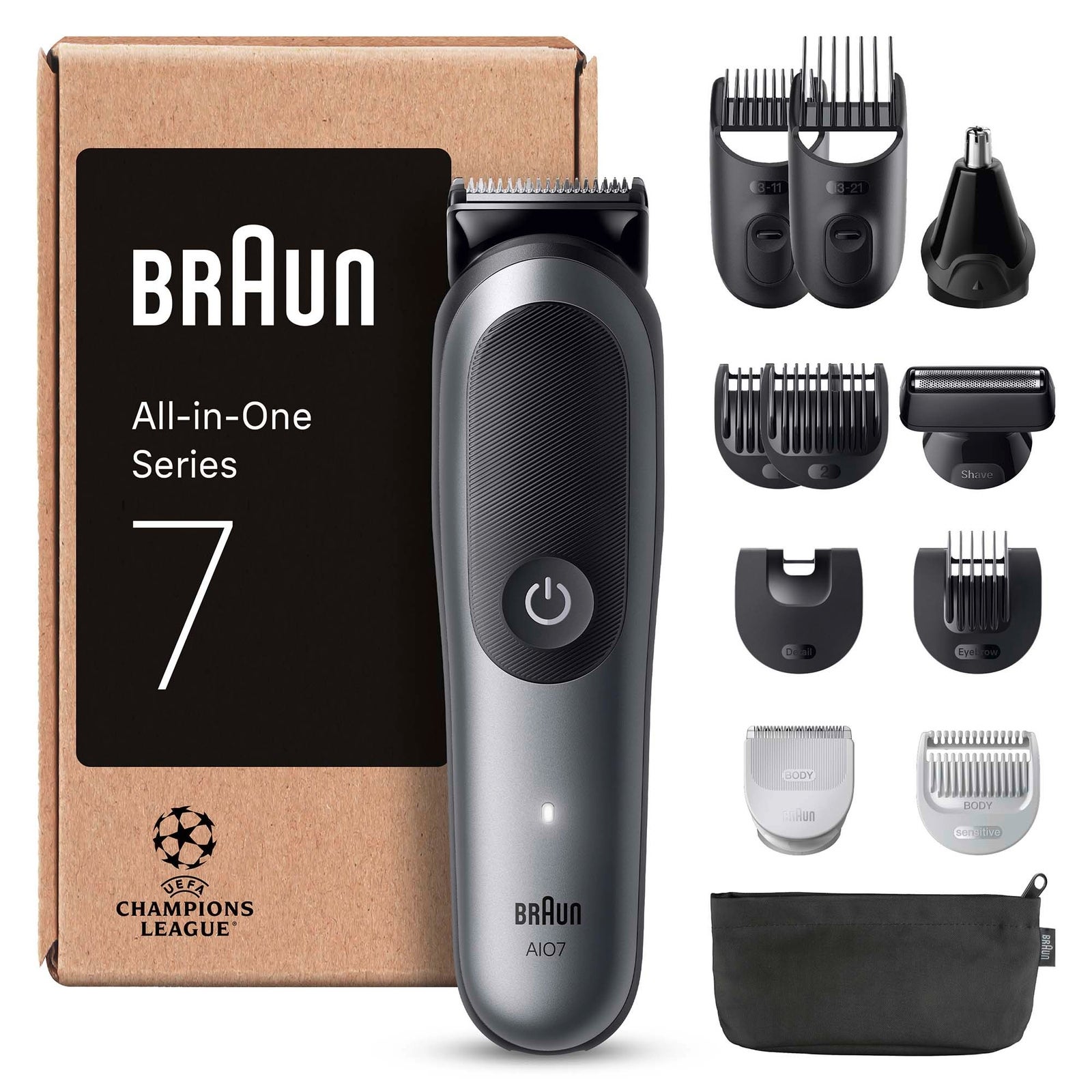 Men's Grey Braun All-In-One Trimmer Style Kit Series Aio7545 Size 7