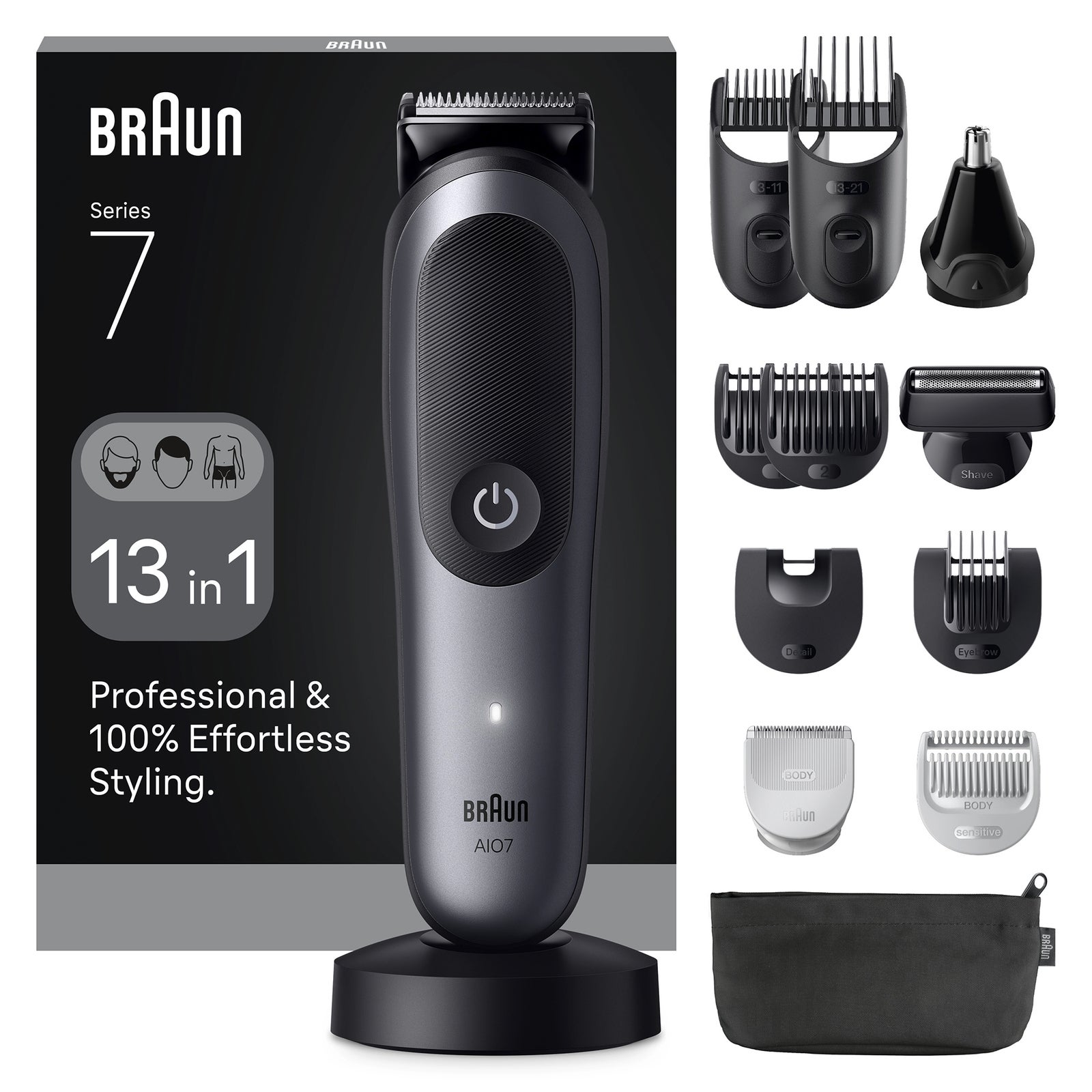 Men's Grey Braun All-In-One Trimmer Style Kit Series Aio7560 Size 7