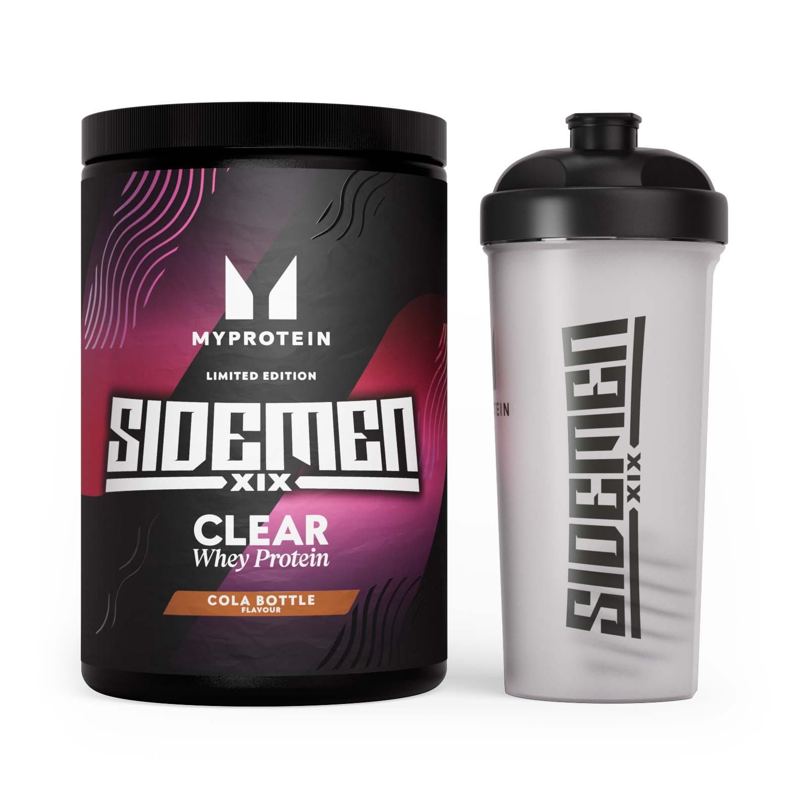 Sidemen Clear Whey Bundle - Plastic Shaker - Cola Bottles - Limited Edition