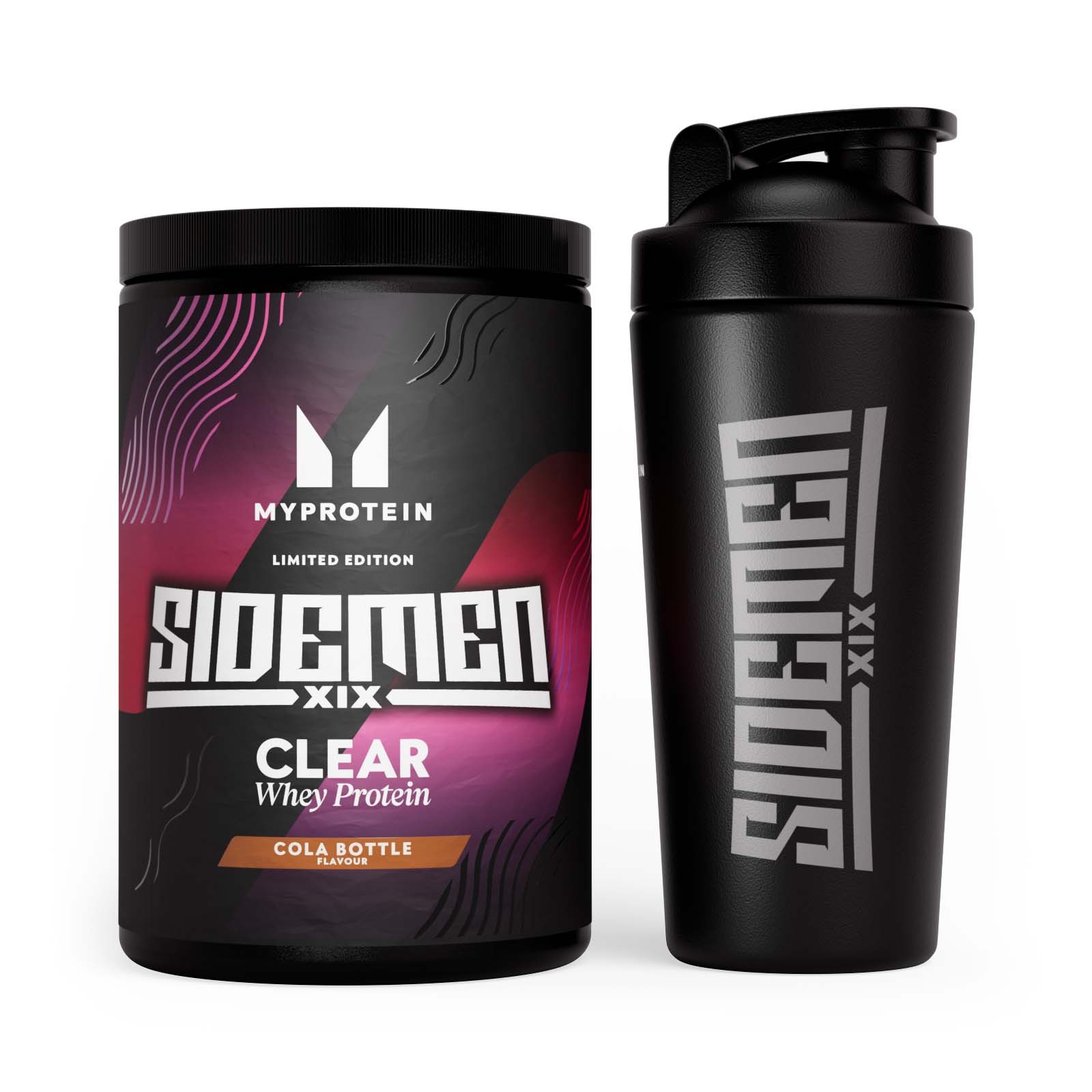 Sidemen Clear Whey Bundle - Metal Shaker - Cola Bottles - Limited Edition