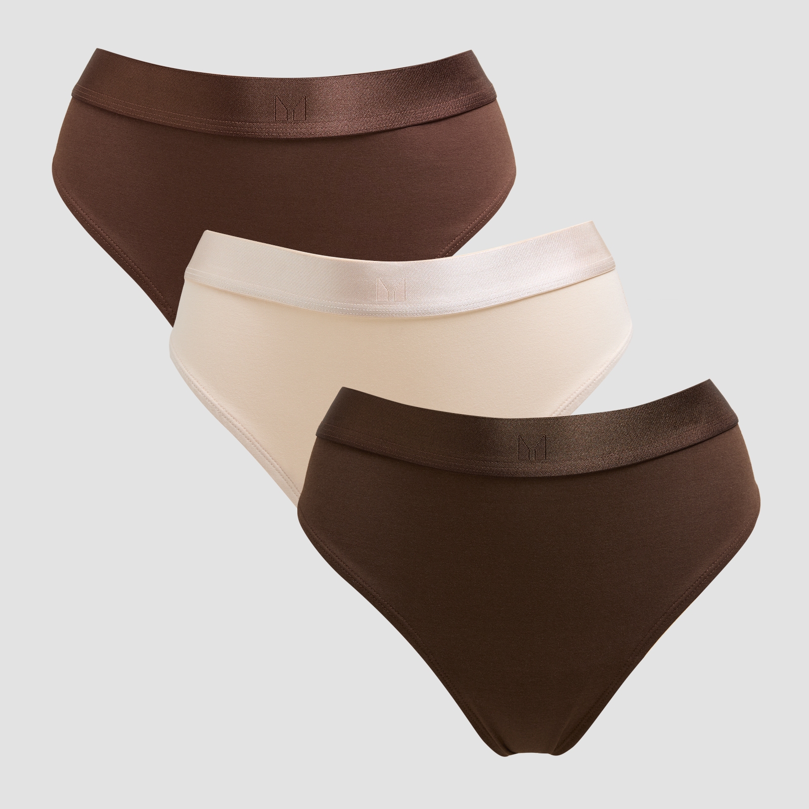 5059883398785 - MP Damen Tanga mit Mittelhohem Bund (3er-Packung) – Dunkle Schokolade Braun Warmes Cremeweiß - XL