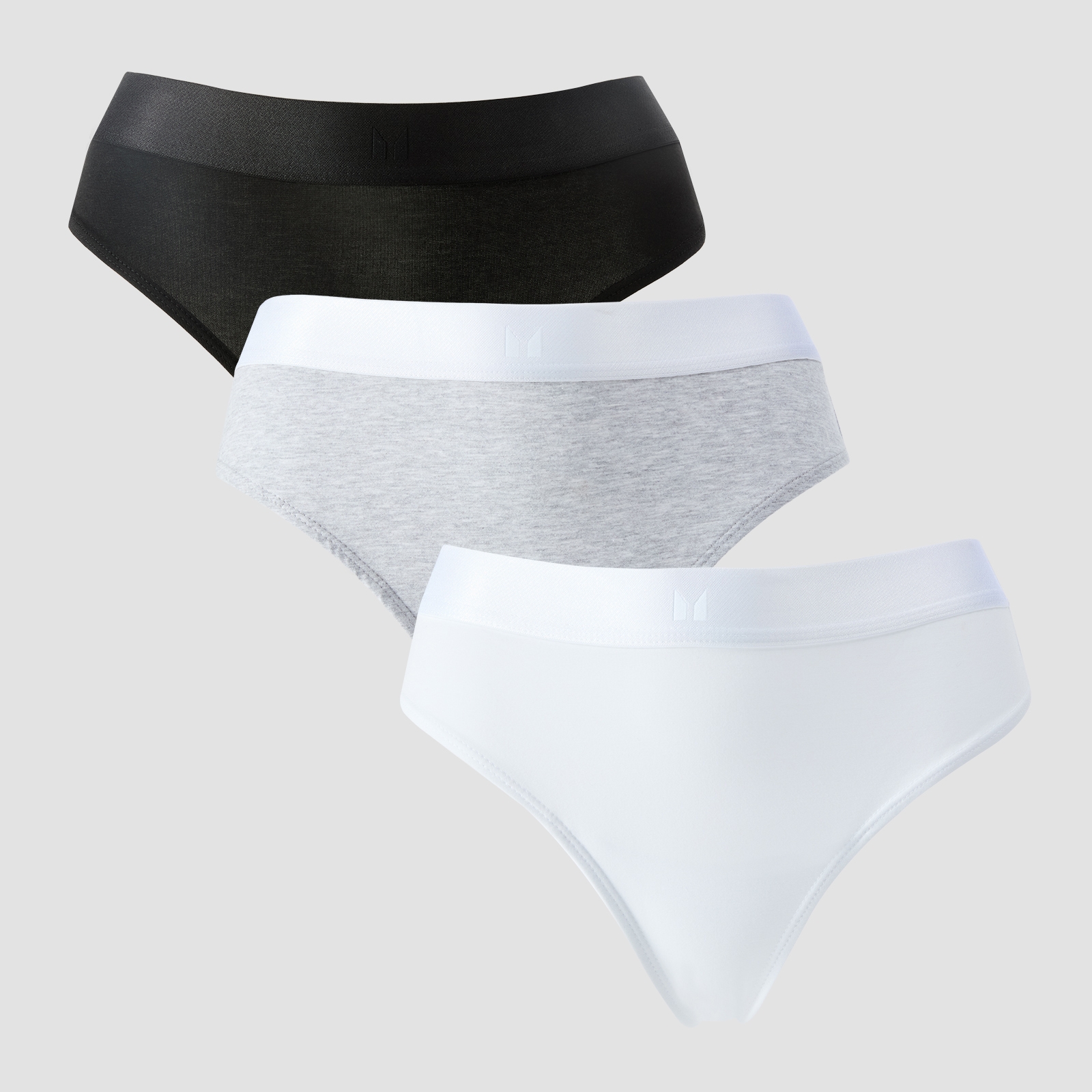 Myprotein UK MyProtein MP Women's Mid Rise Thong (5 Pack) - White/Black/Grey Marl
