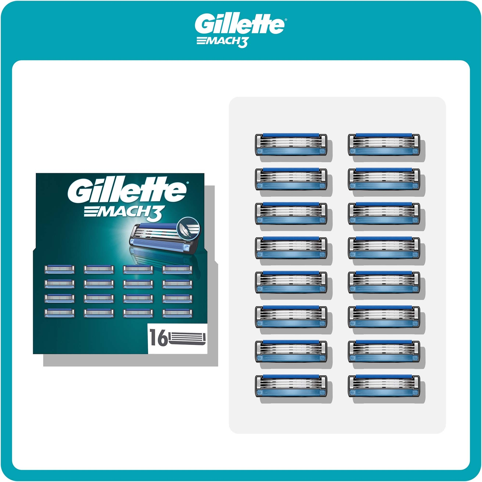 Gillette Mach3 Razor Blades 16-Pack