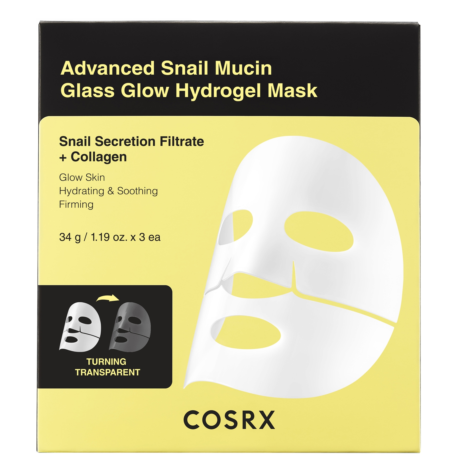 

COSRX Advanced Snail Mucin Glass Glow Hydrogel Mask 3 sheets