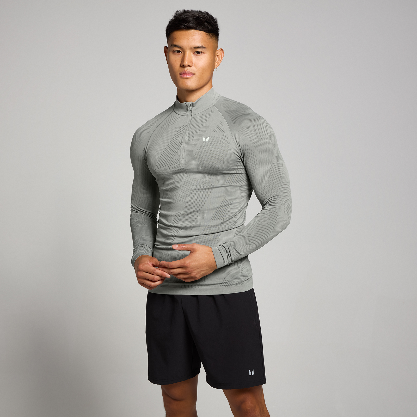 Myprotein UK MyProtein MP Men's Tempo Pillar Graphic Seamless 1/4 Zip - Storm
