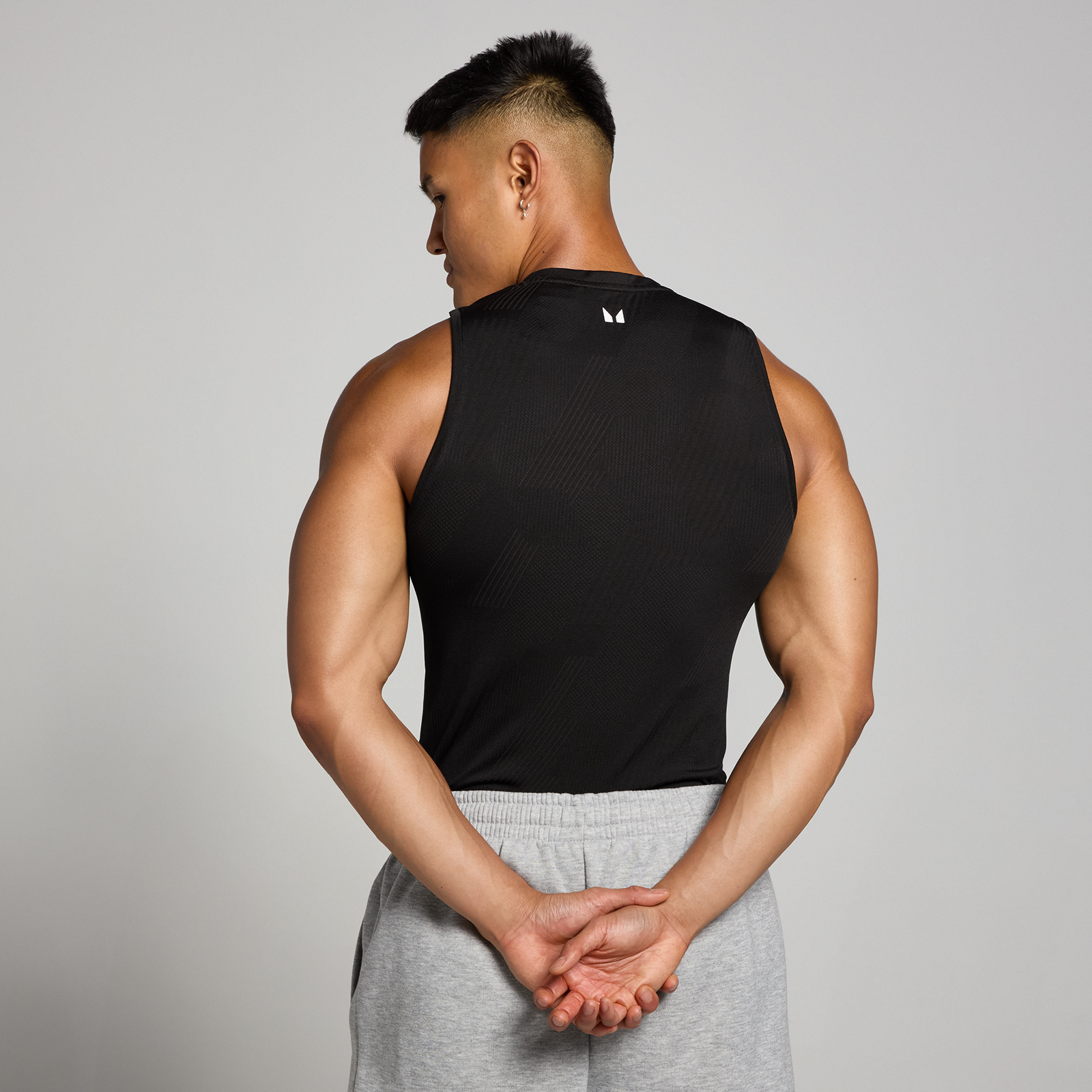 MP Herren Tempo nahtloses Tanktop mit Grafikelement – Schwarz - XXL
