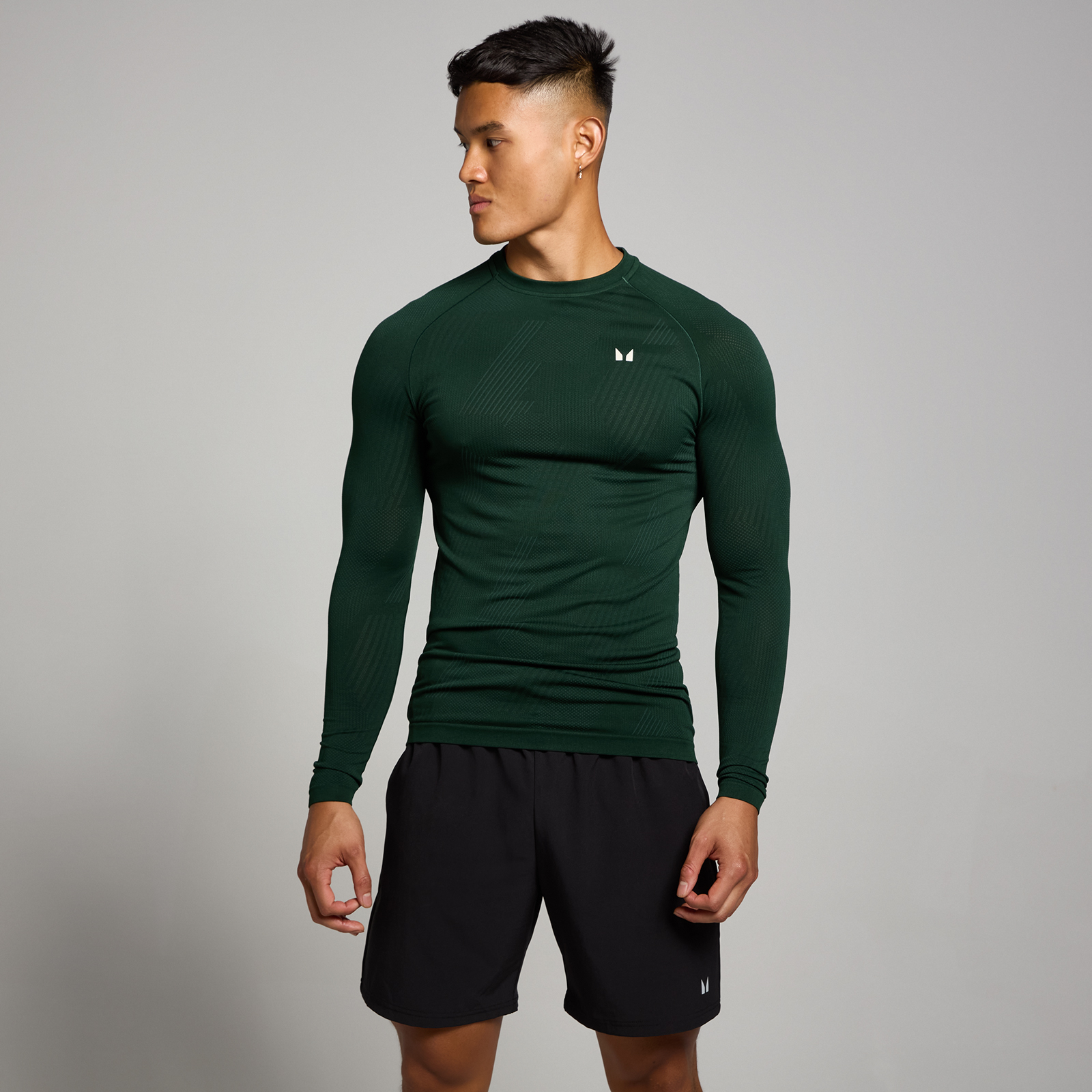 Myprotein UK MyProtein MP Men's Tempo Pillar Graphic Seamless Long Sleeve Top - Dark Emerald - XXL
