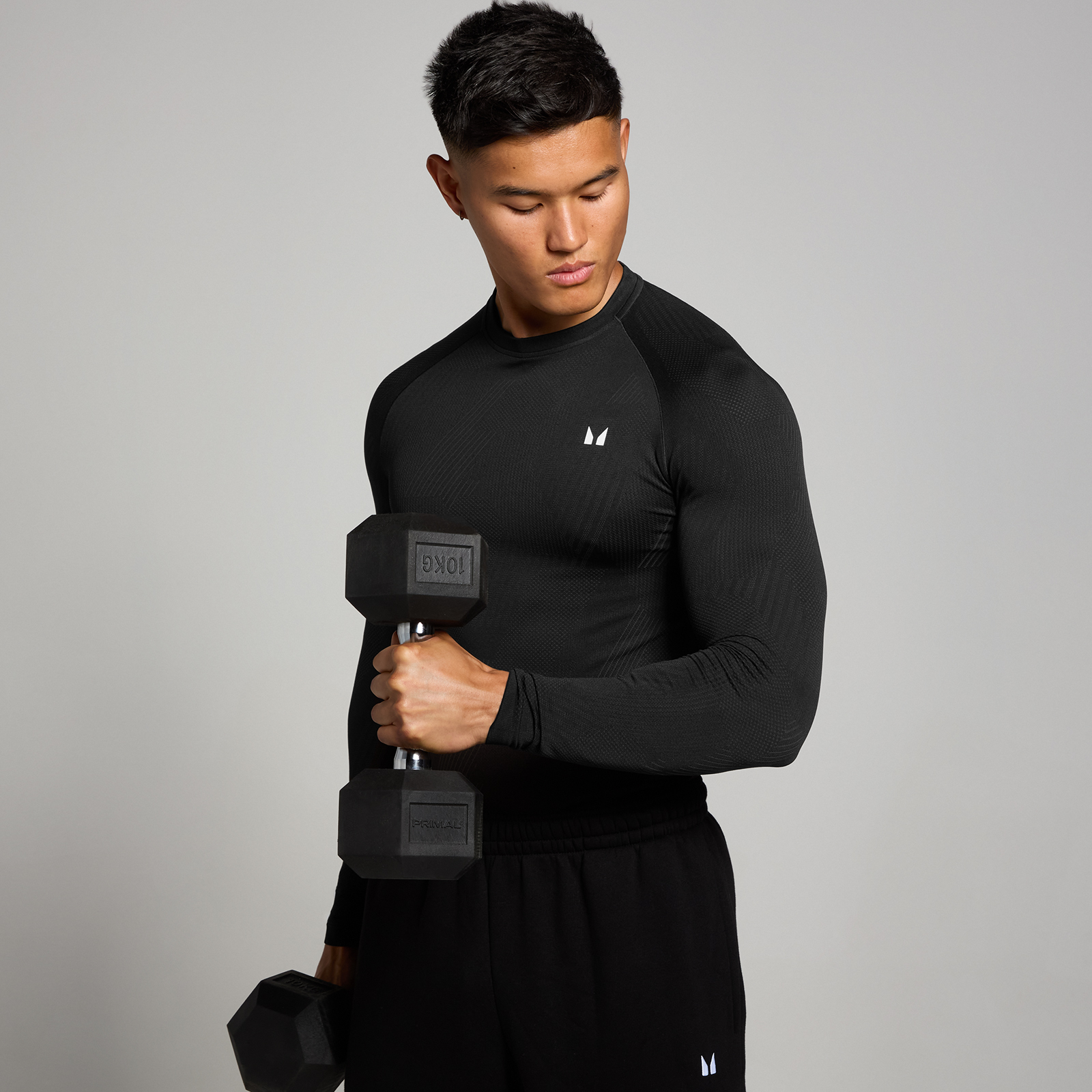 Myprotein UK MyProtein MP Men's Tempo Pillar Graphic Seamless Long Sleeve Top - Black - XXL