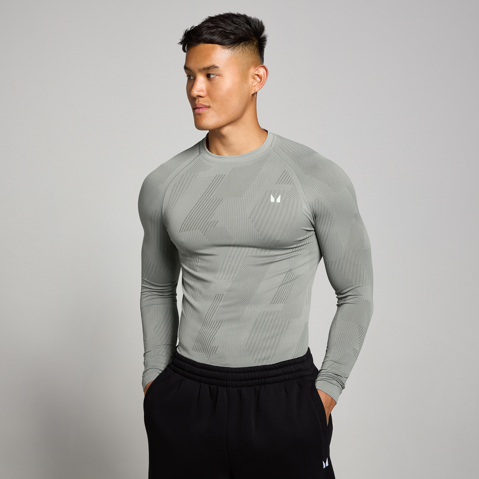 Myprotein UK MyProtein MP Men's Tempo Pillar Graphic Seamless Long Sleeve Top - Storm - XXL