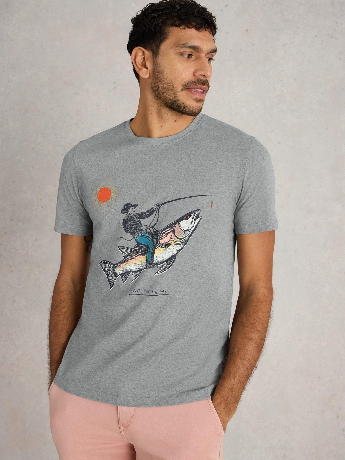 T-Shirt Abersoch mit Fisch-Motiv - L