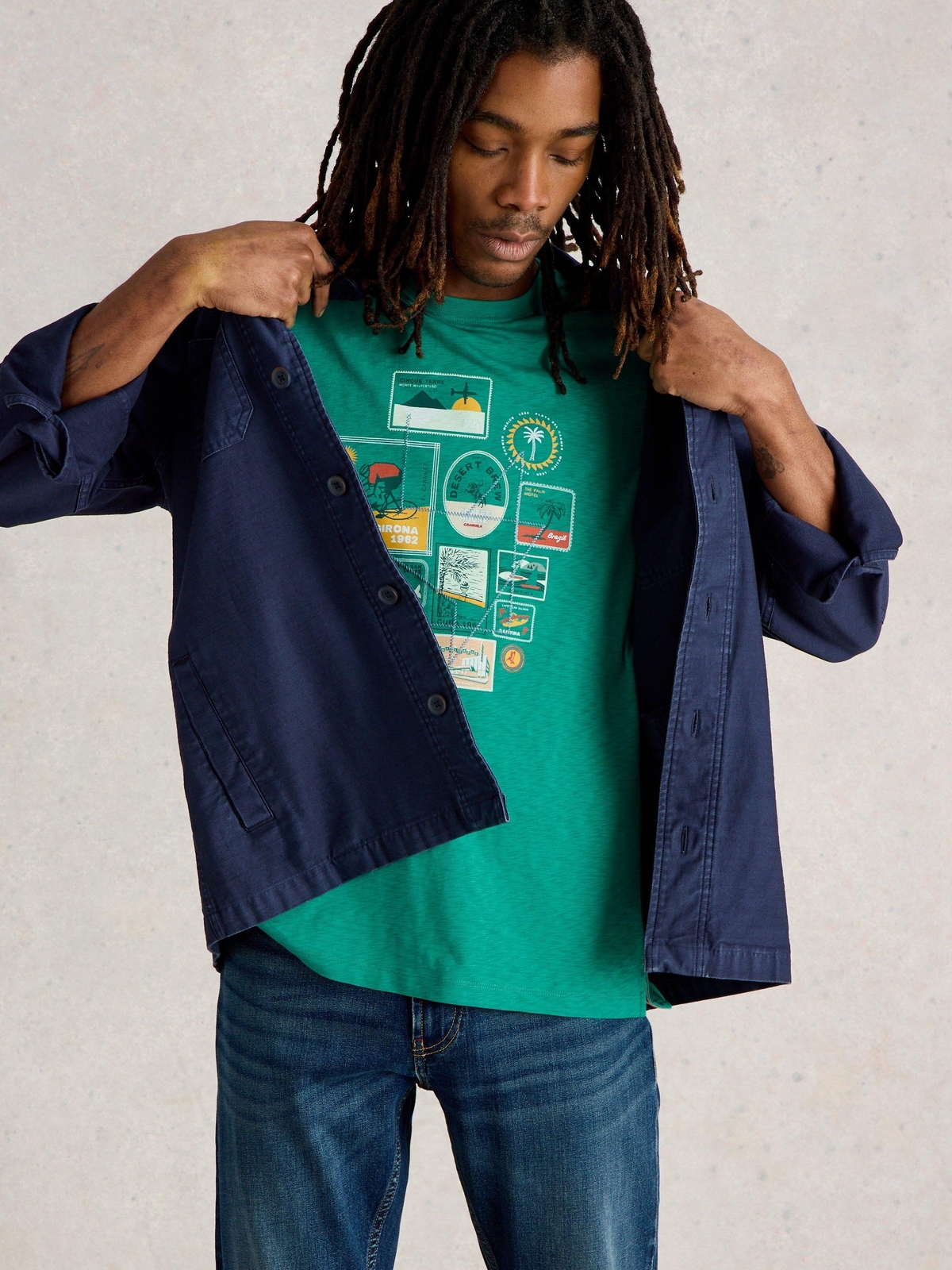 T-Shirt Abersoch mit Reisegrafiken - L