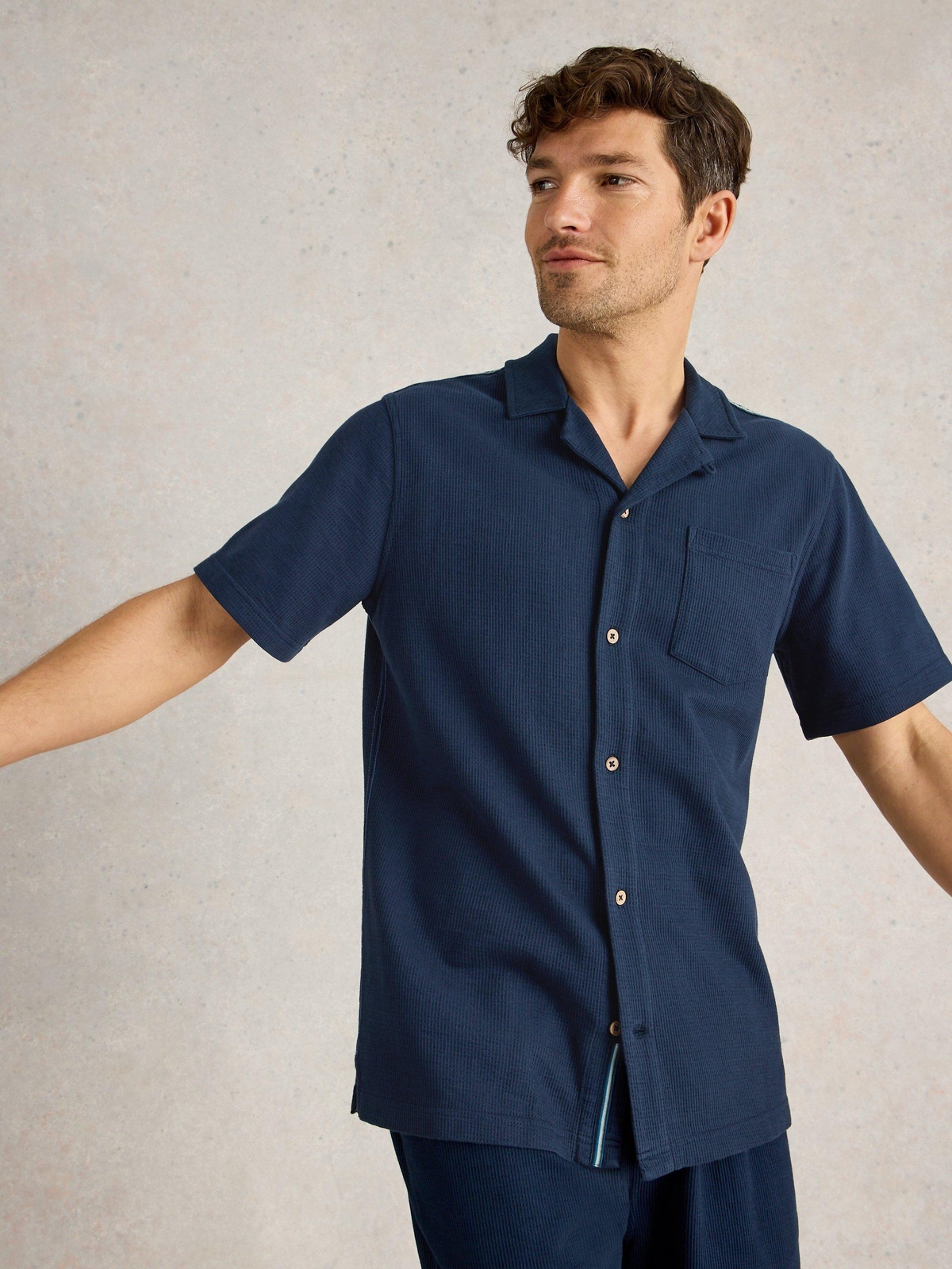 Geripptes Jerseyhemd - L