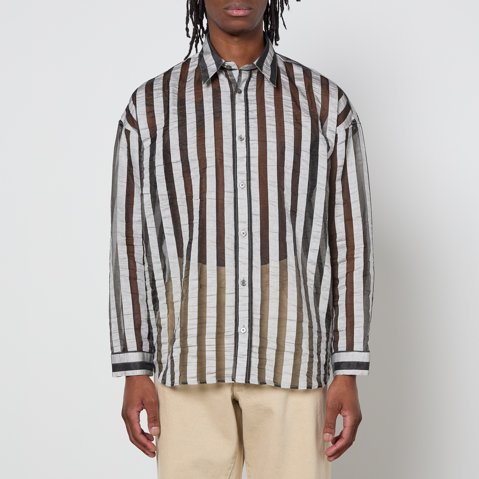 Sunflower Stable Semi-Sheer Striped Organza Shirt - S