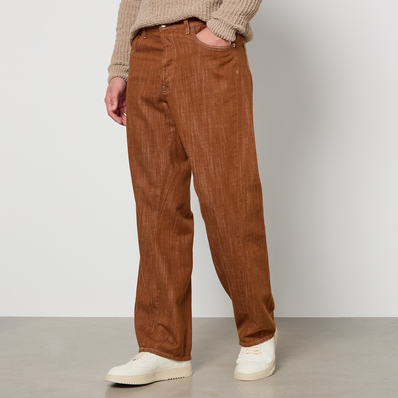 Sunflower Men's Twist Wide Fit Trousers - Light Brown - W30/L32