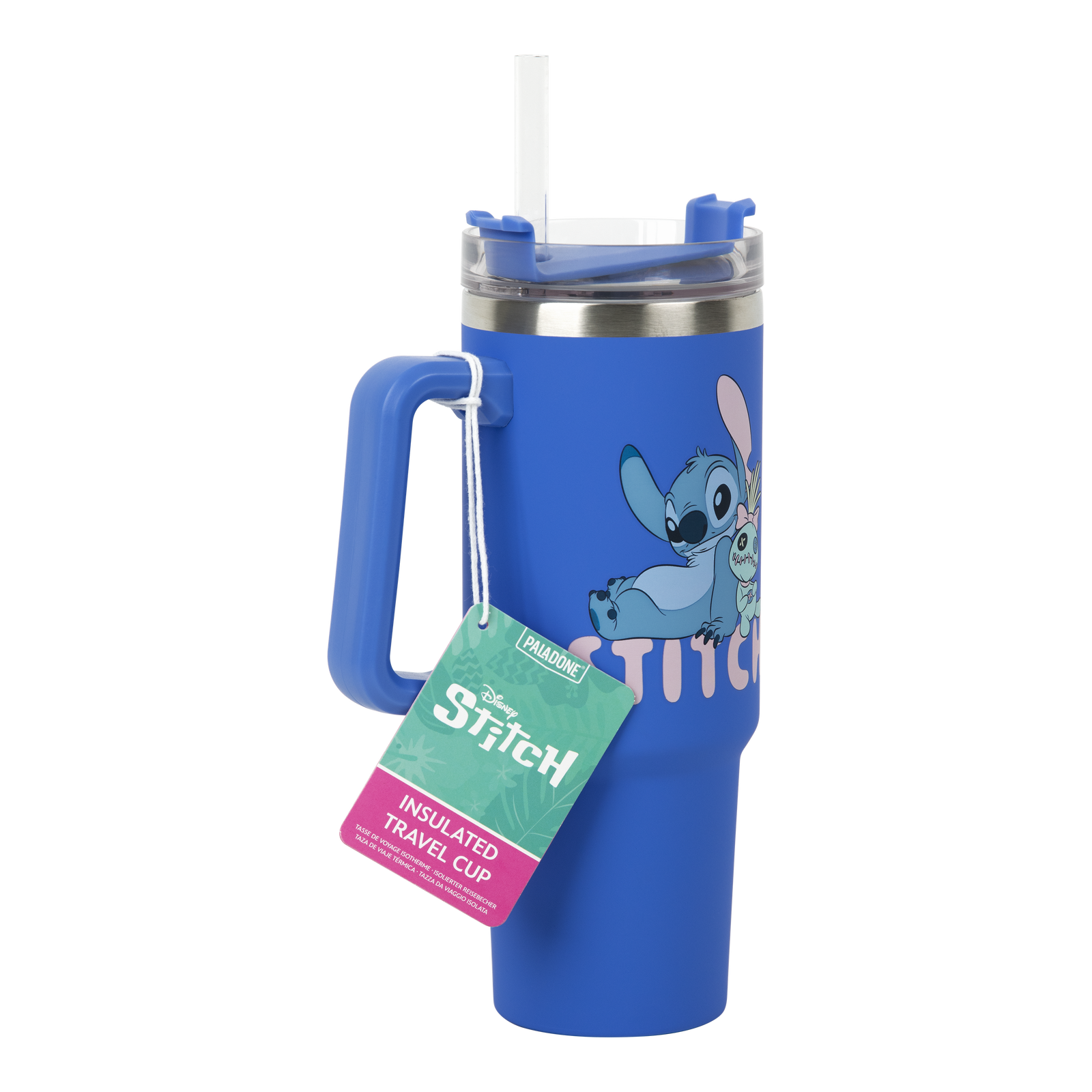 Disney Stitch Blue 900Ml Insulated Cup And Straw