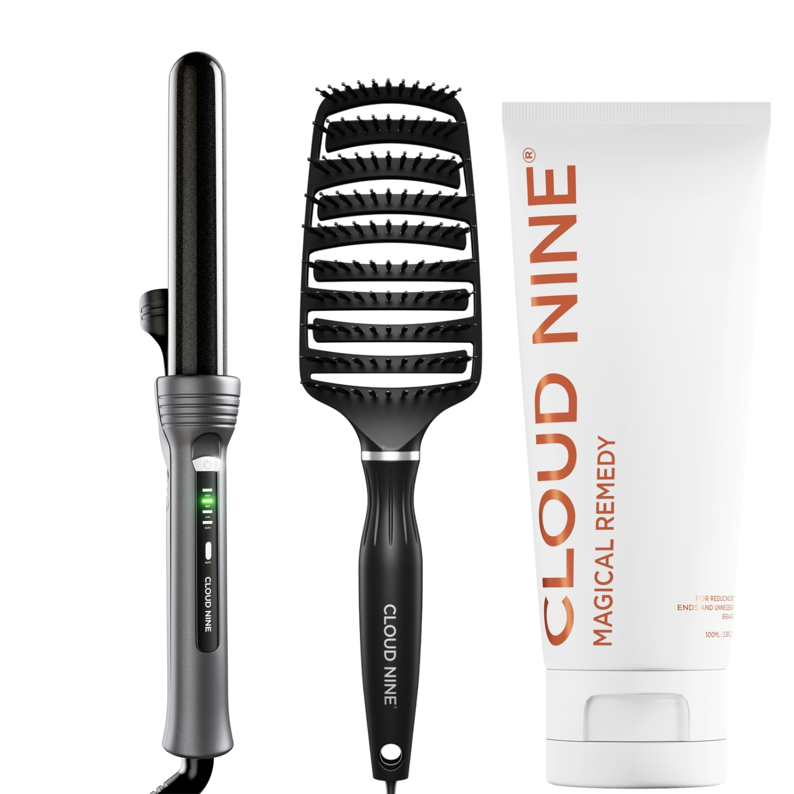 

CLOUD NINE The Curling Wand, The Wet Brush, Magical Remedy Bundle