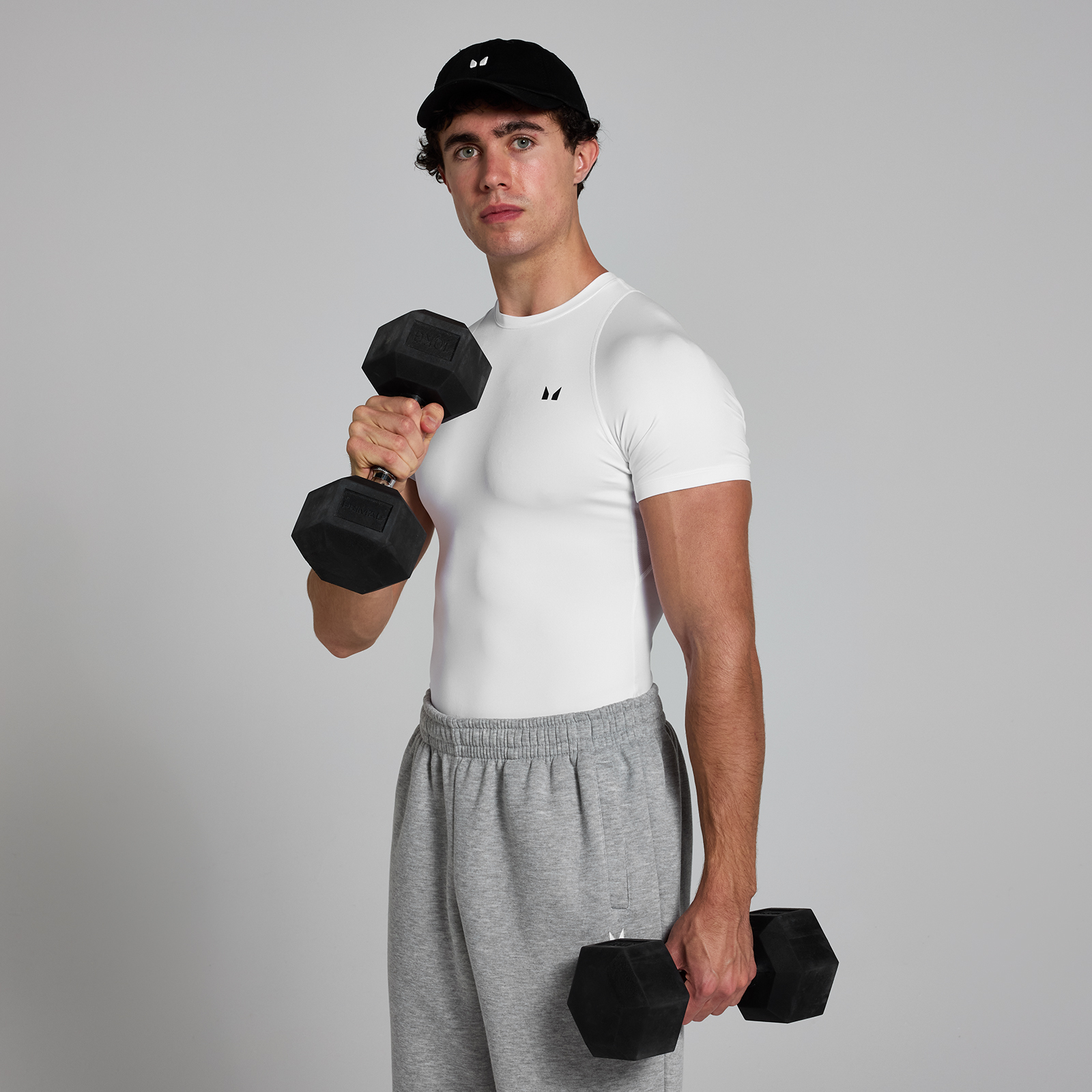 T-shirt sportiva aderente a maniche corte MP da uomo - Bianco - L