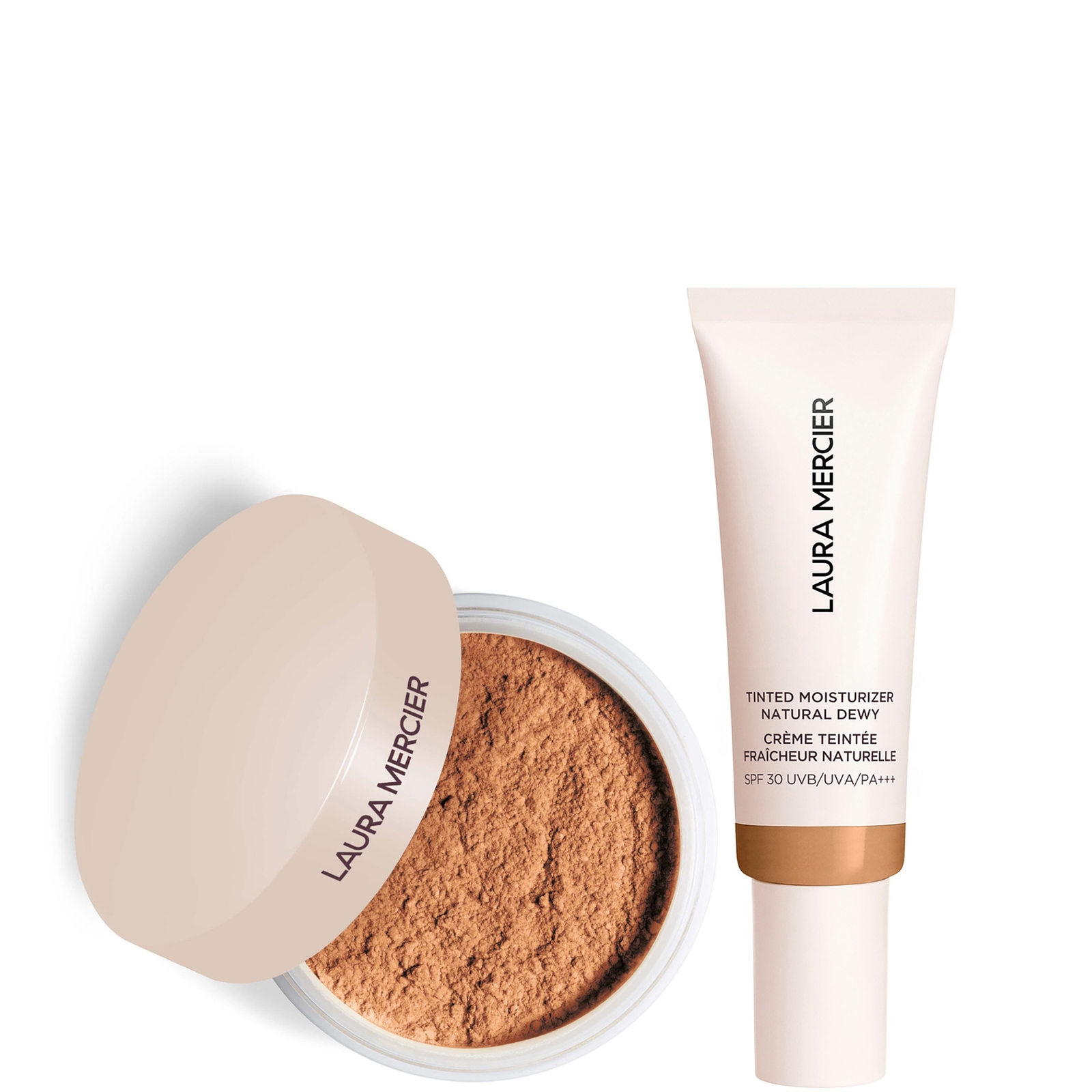LAURA MERCIER MINI TRANSLUCENT LOOSE SETTING POWDER ULTRA BLUR AND TINTED MOISTURISER NATURAL DEWY SPF 30 DUO (VAR