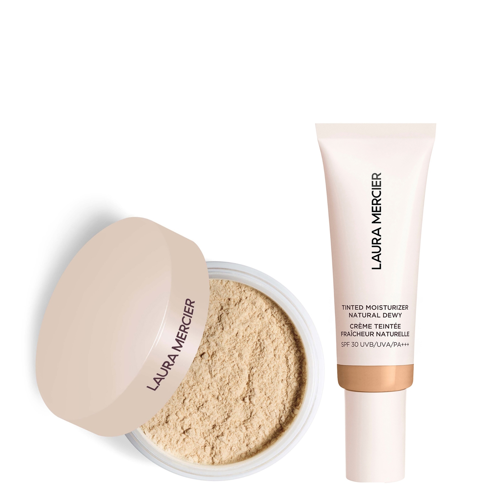 Image of Laura Mercier Mini Translucent Loose Setting Powder Ultra Blur and Tinted Moisturiser Natural Dewy SPF 30 Duo (Various Shades) - 2C Oak051