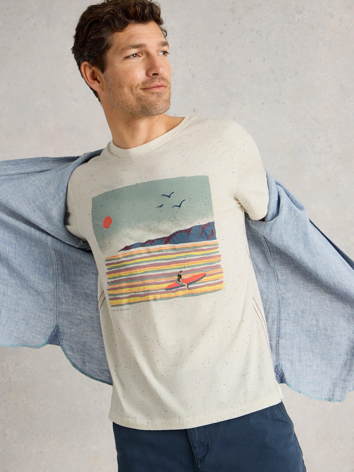T-Shirt Abersoch mit Surfergrafik - L