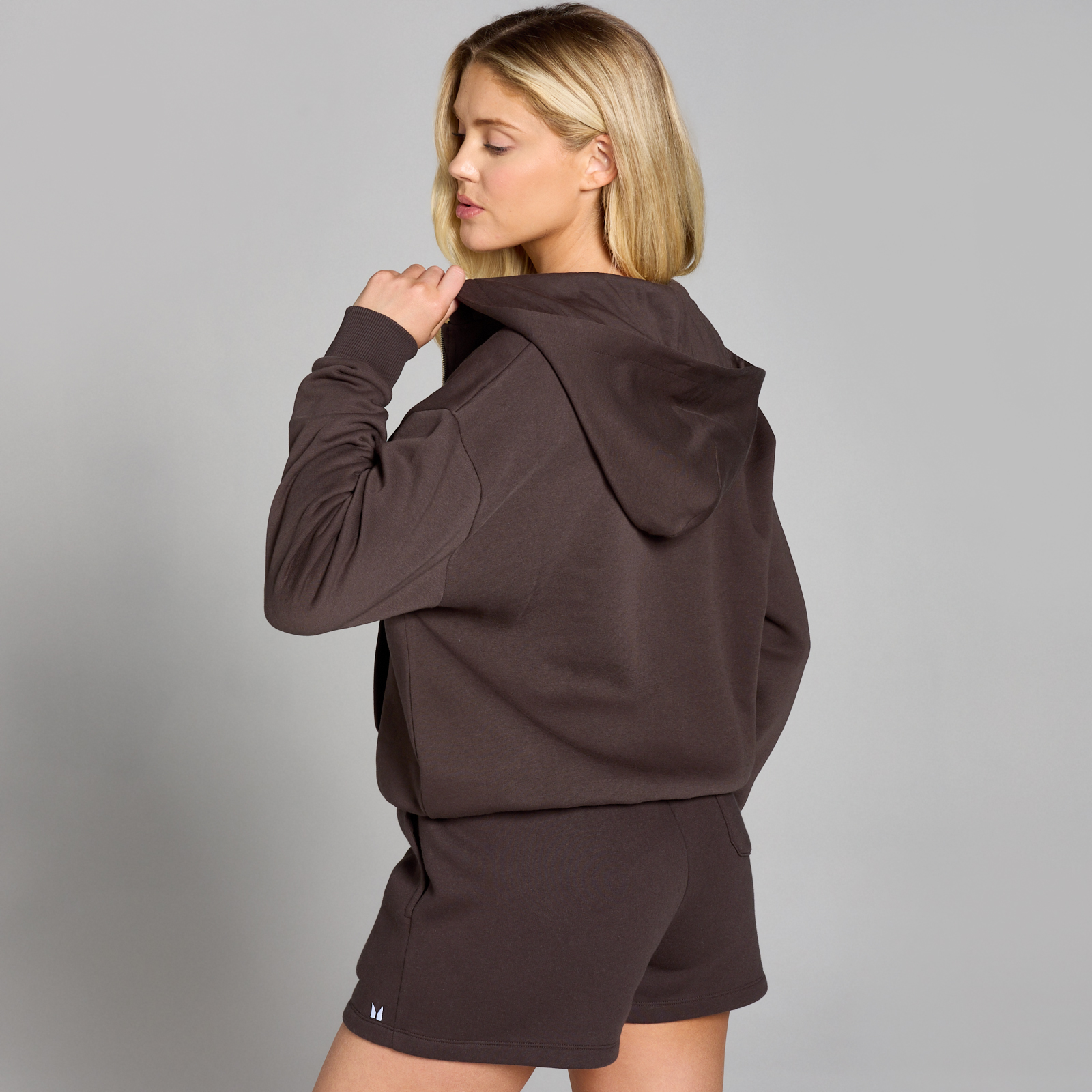 MP Damen Basics Kapuzenpulli mit durchgehendem Reißverschluss – Schokolade - M