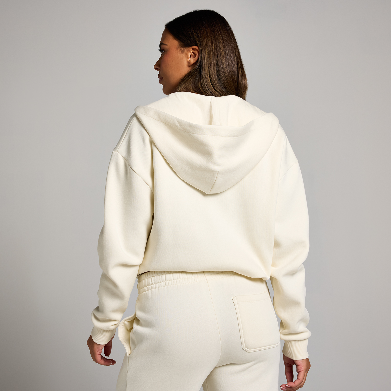 MP Damen Basics Kapuzenpulli mit durchgehendem Reißverschluss – Helles Cremeweiß - M