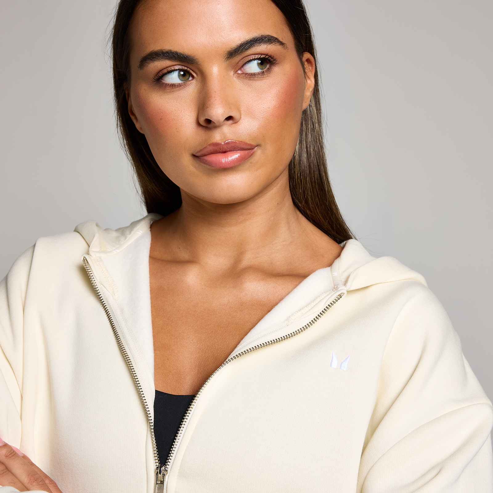Thumbnail - MP Damen Basics Kapuzenpulli mit durchgehendem Reißverschluss – Helles Cremeweiß - M