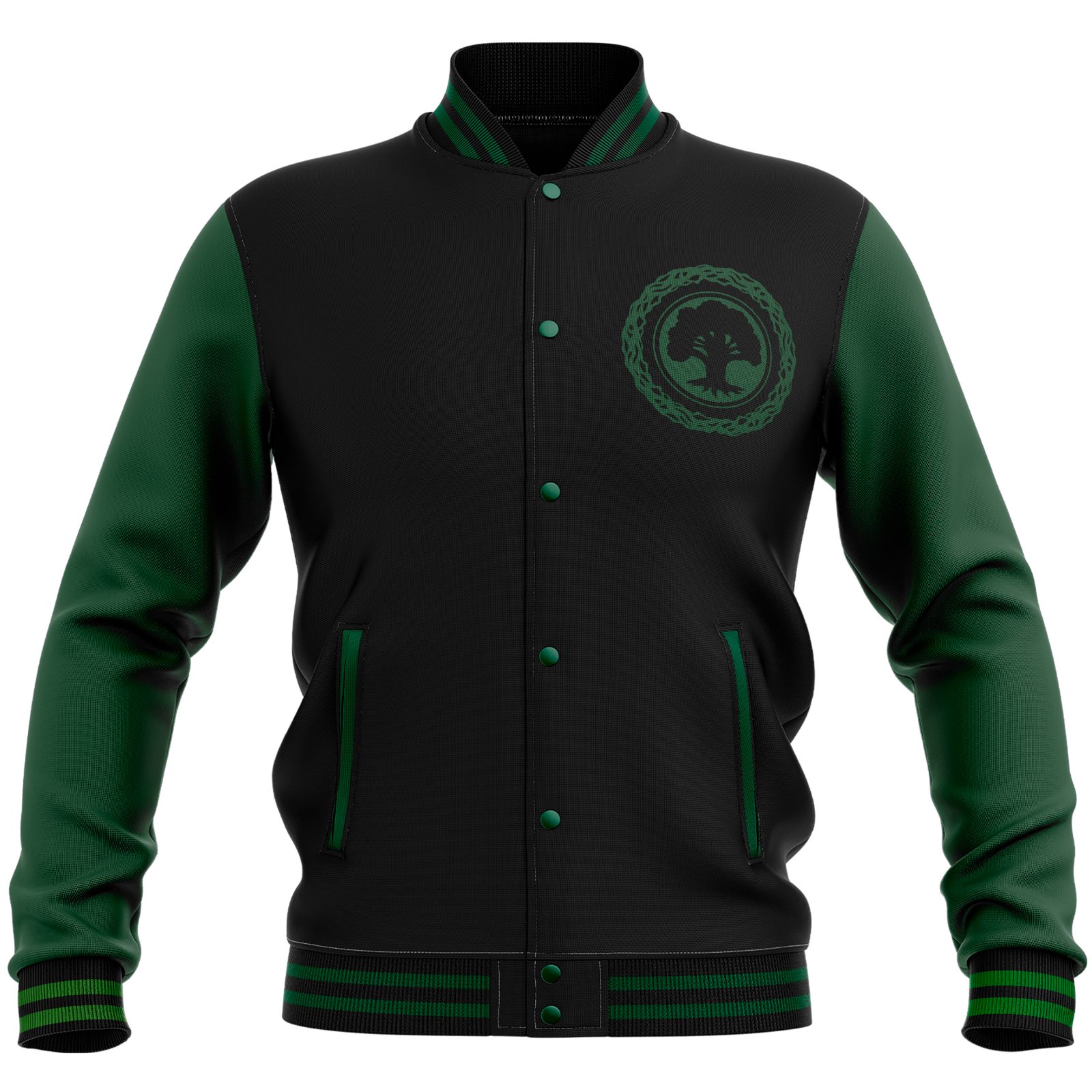 Magic: The Gathering Forest Roundel Varsity Jacket - Black/Green - S