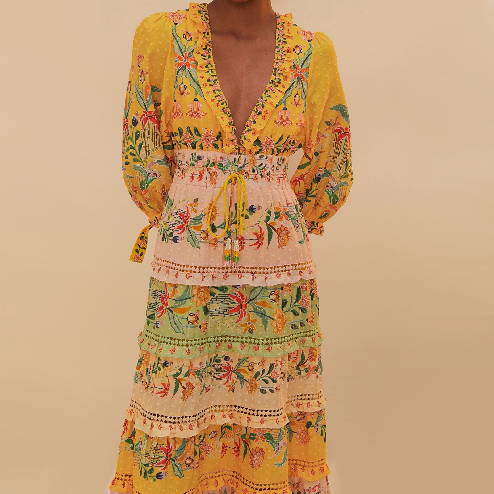 Farm Rio Delicate Flowers Floral-Print Cotton Maxi Dress - S