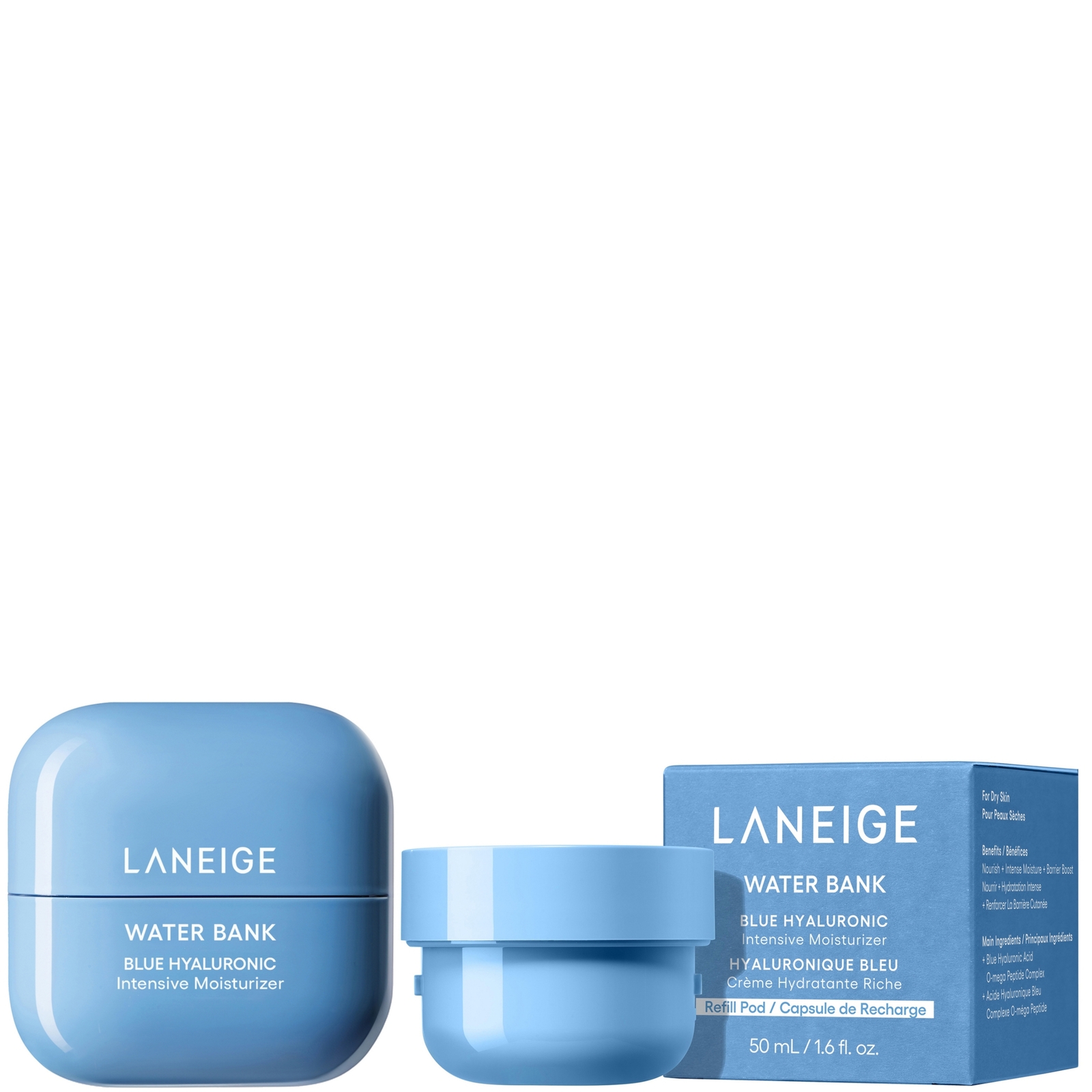 

LANEIGE Water Bank Blue Hyaluronic Acid Intensive Moisturiser 50ml + Refill 50ml Bundle
