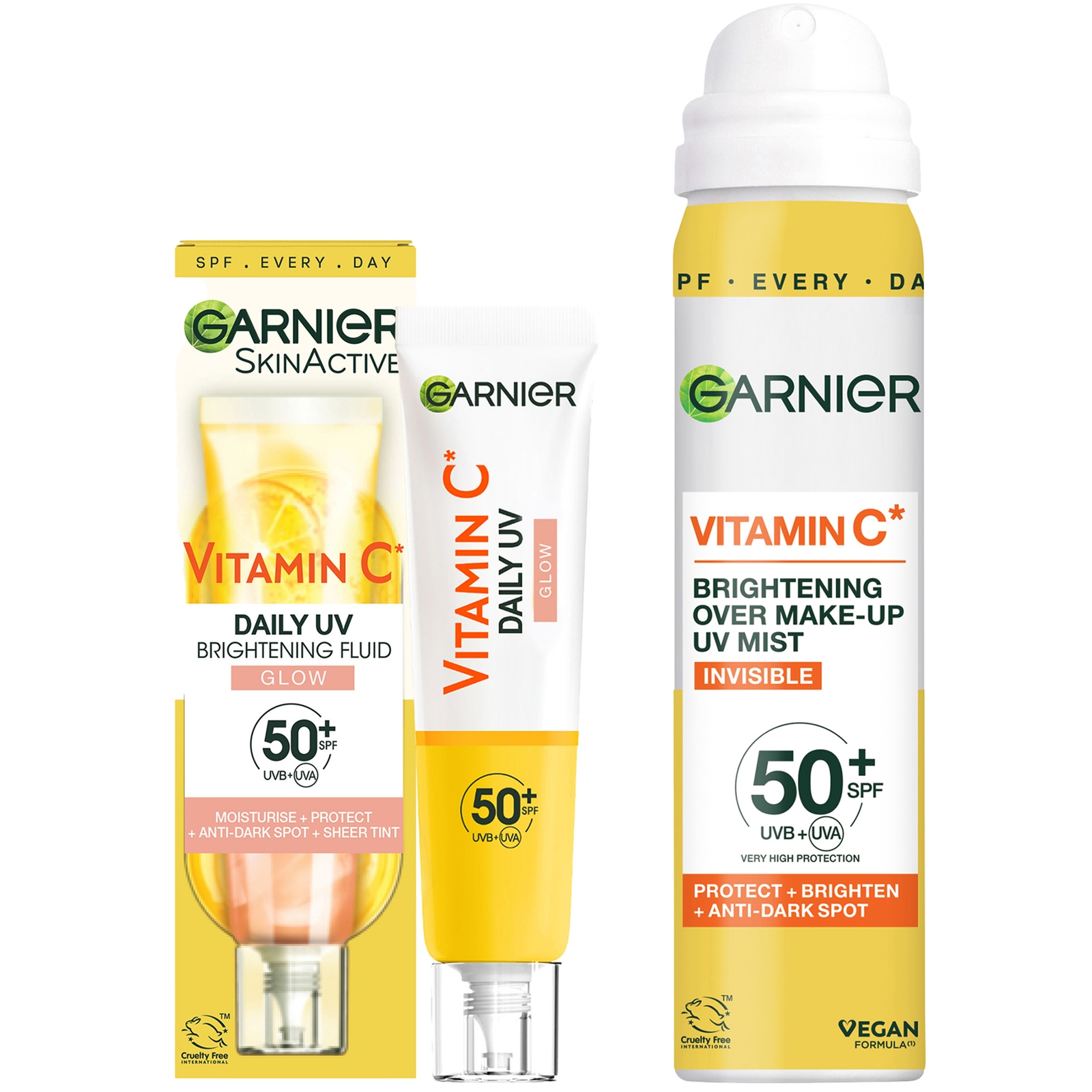 

Garnier Vitamin C Brightening SPF50 Mist & Glow Fluid Sun Protection Bundle