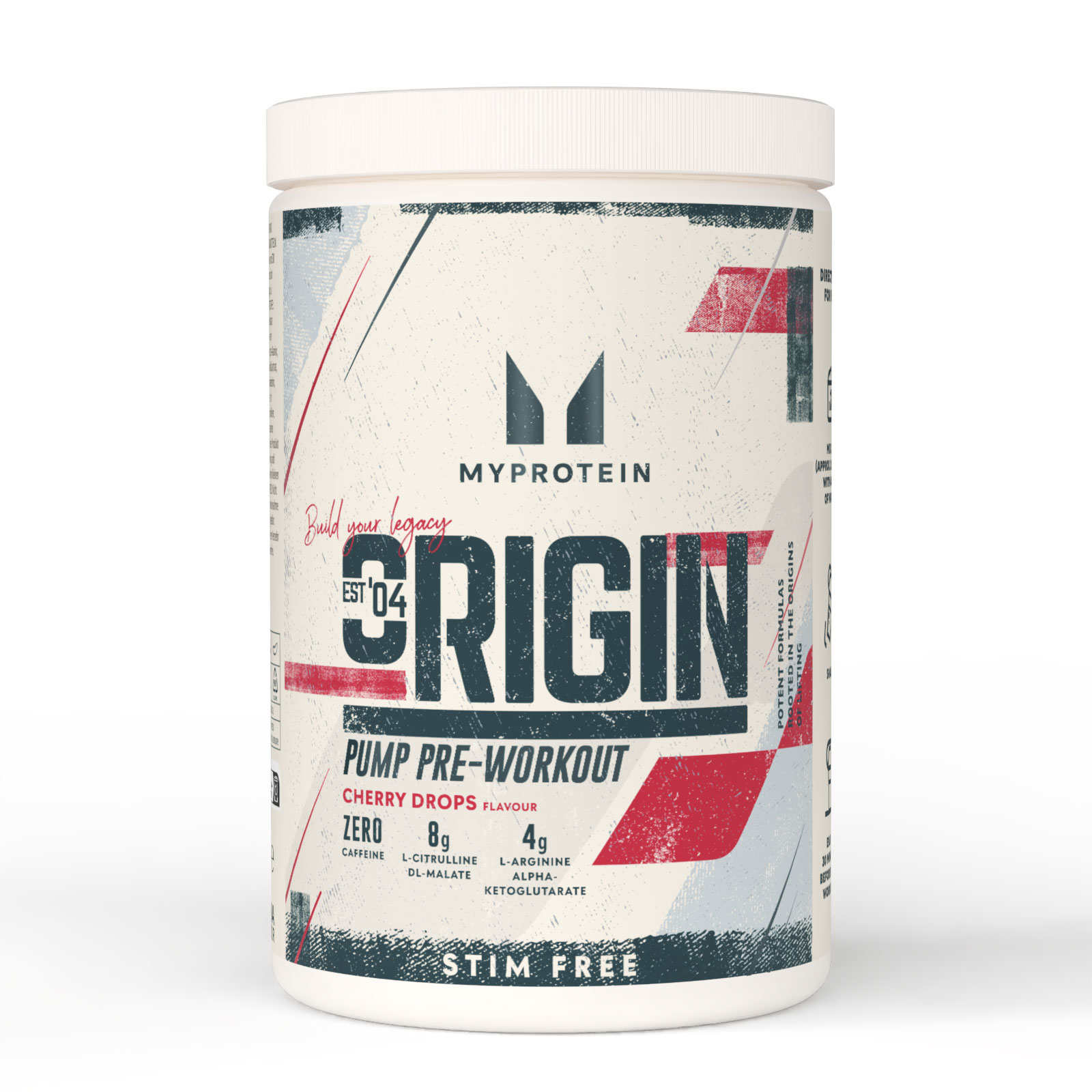 Myprotein UK MyProtein Origin Pre-Workout Pump | Stim Free - 630G - 30servings - Cherry Drops