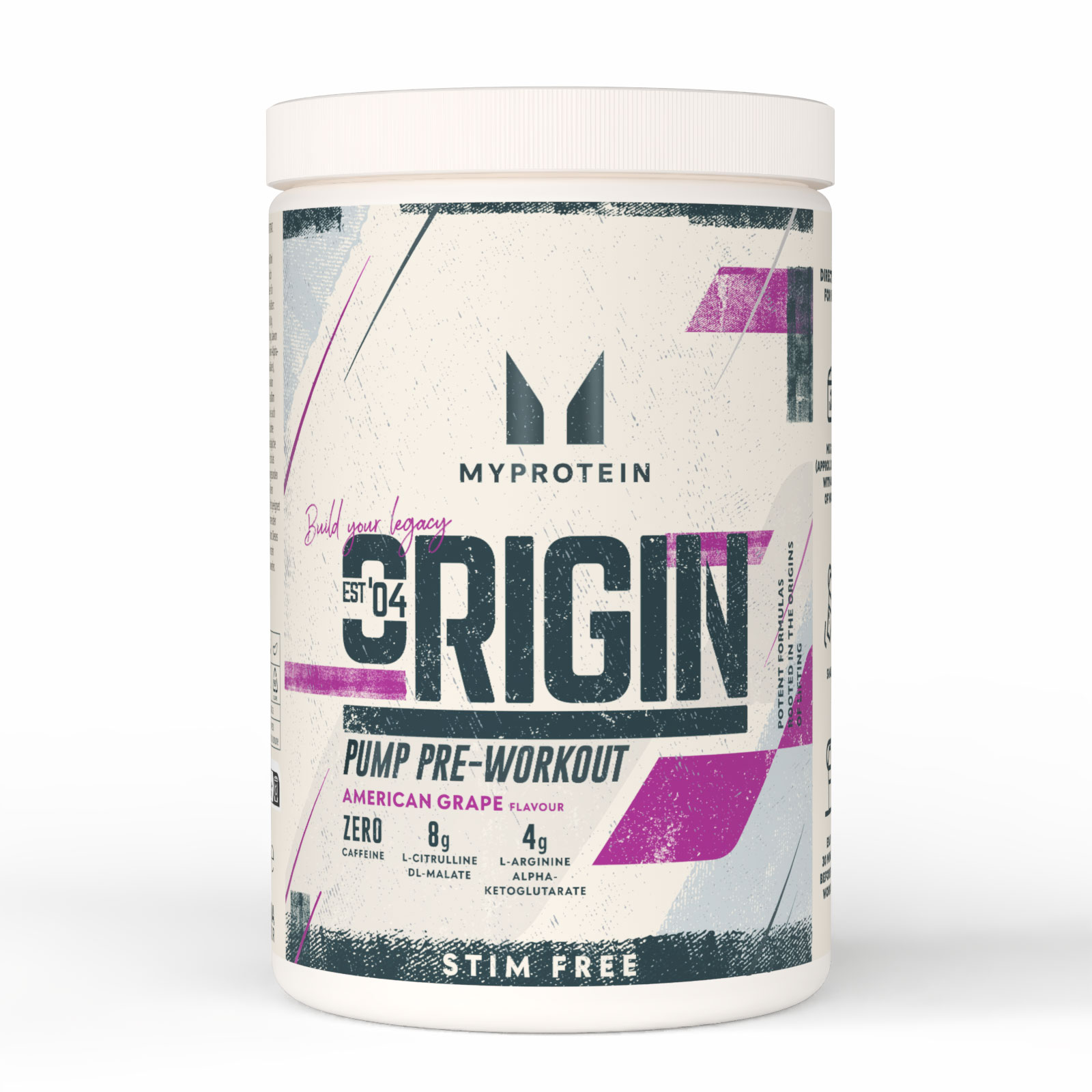 Myprotein UK MyProtein Origin Pre-Workout Pump | Stim Free - 600G - 30servings - American Grape