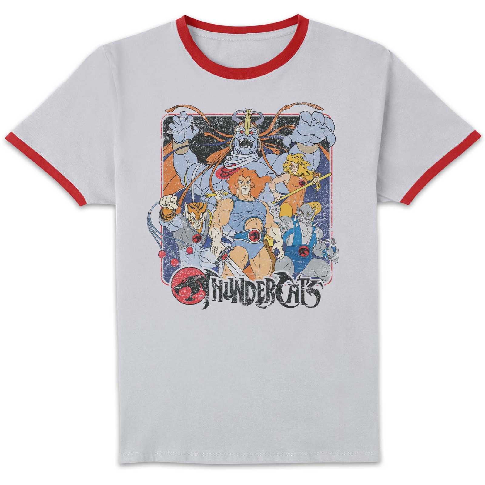 Thundercats Classic Lineup Unisex Ringer T-Shirt - White/Red - XXL