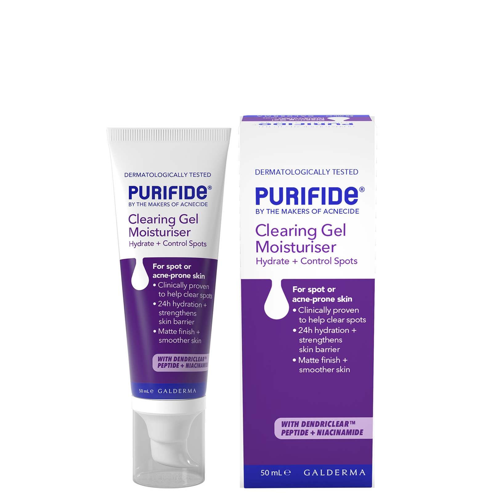 

Purifide by Acnecide Spot Clearing Gel Face Moisturiser, Spot Treatment with Peptides and Niacinamide 50ml