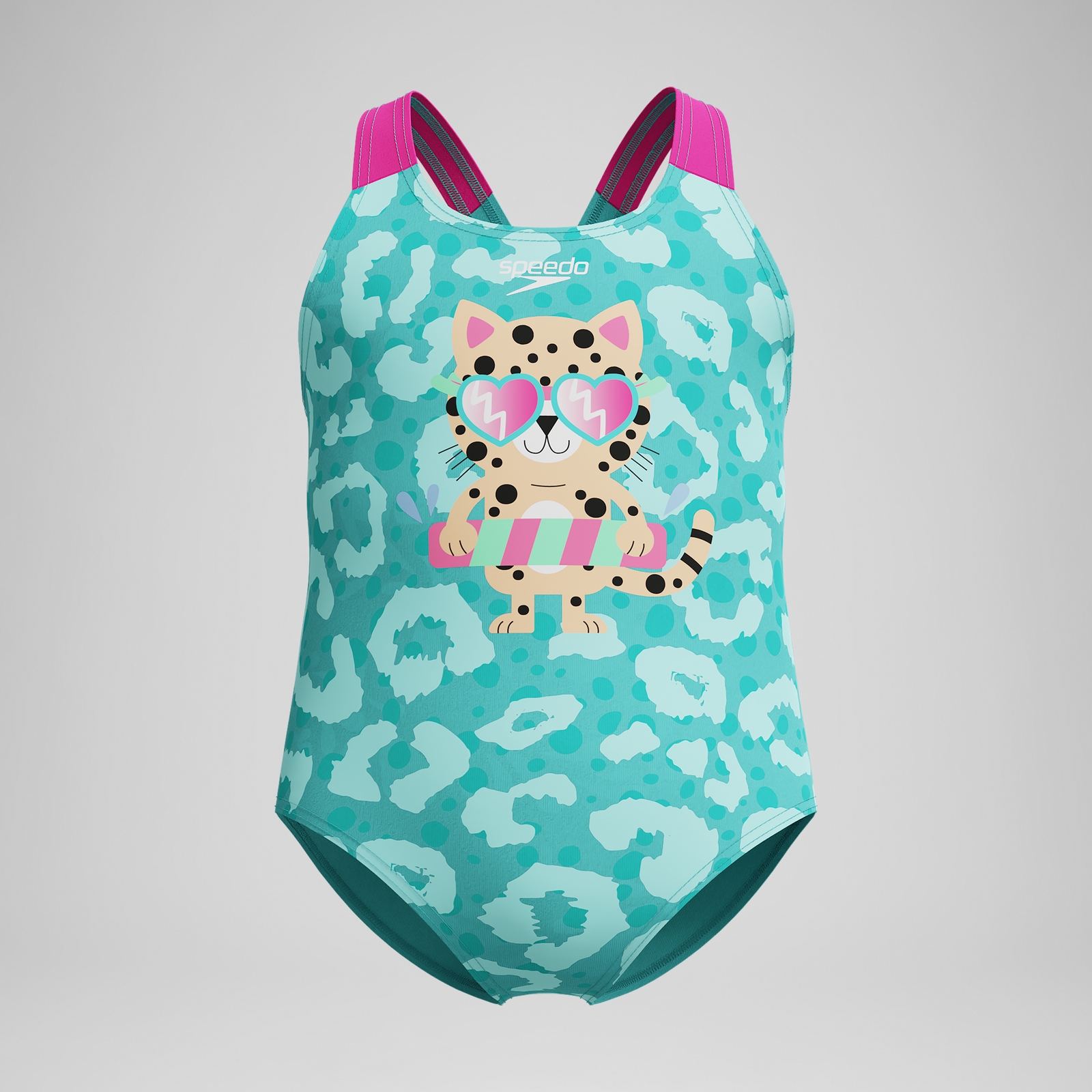 Infant Girls Learn to Swim Printed Swimsuit Turquoise