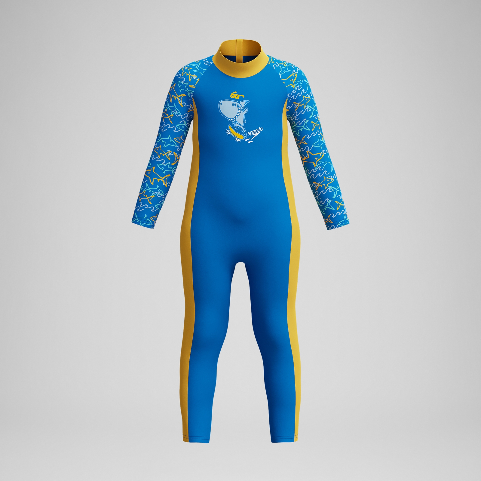Infant Boys Learn to Swim All-In-One Sun Protection Suit Blue/Yellow