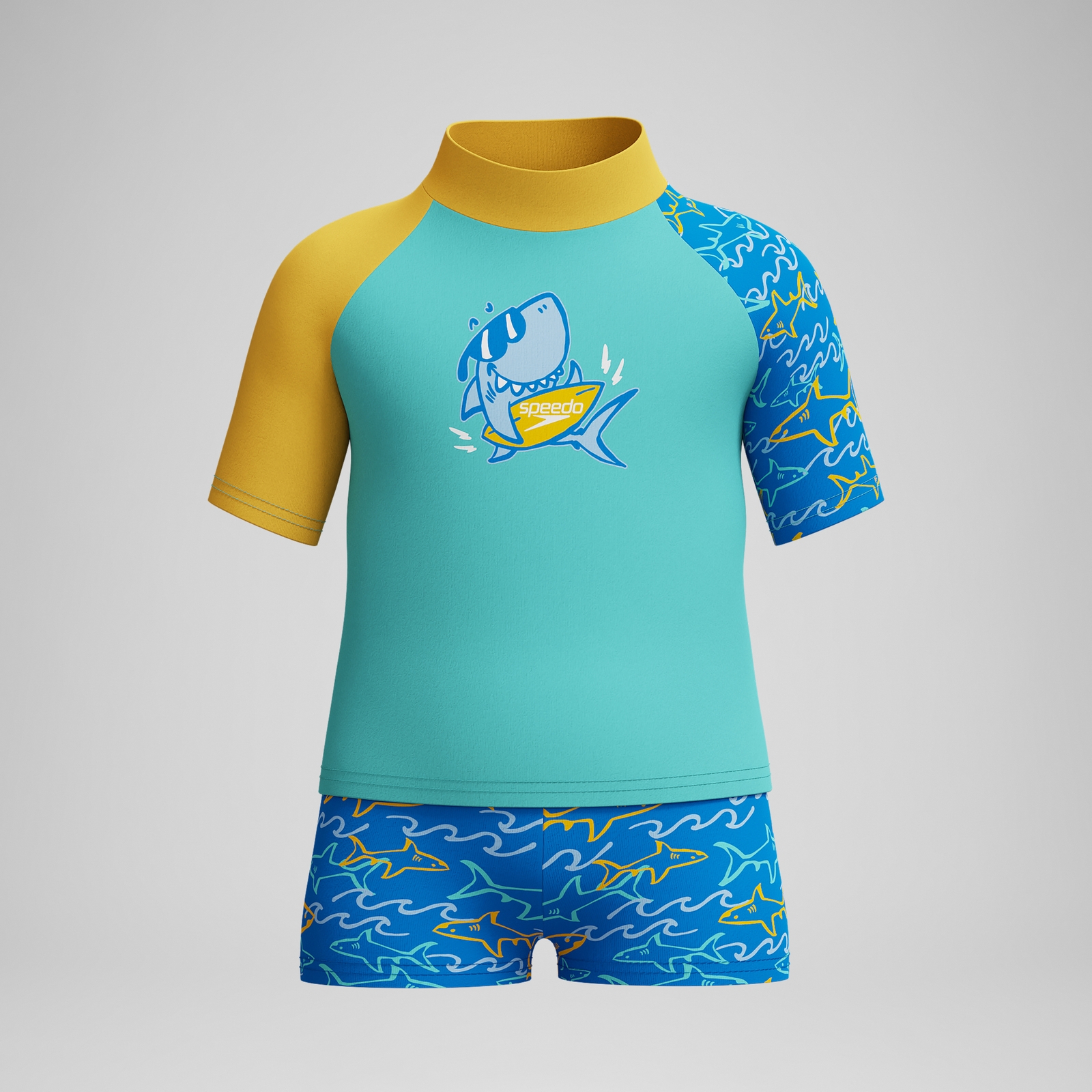 Infant Boys Learn to Swim Rashguard Set Blue/Yellow