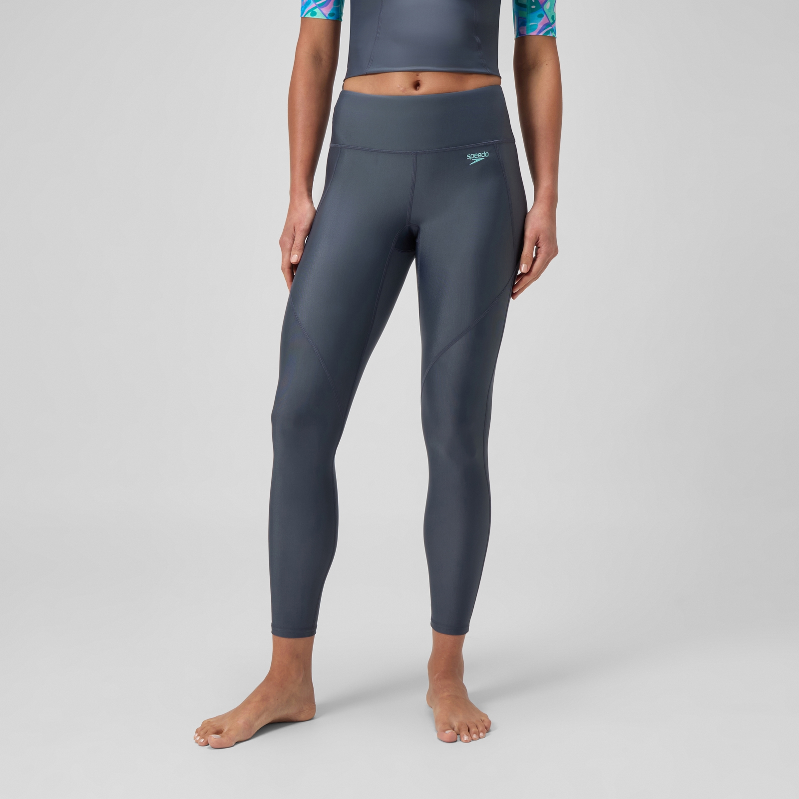 Women's Solid Panel Leggings Grey