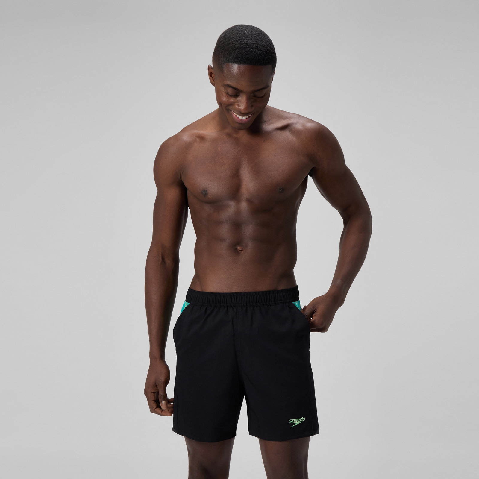 Men's Xpress Lite Panel 40cm Swim Shorts Black/Green