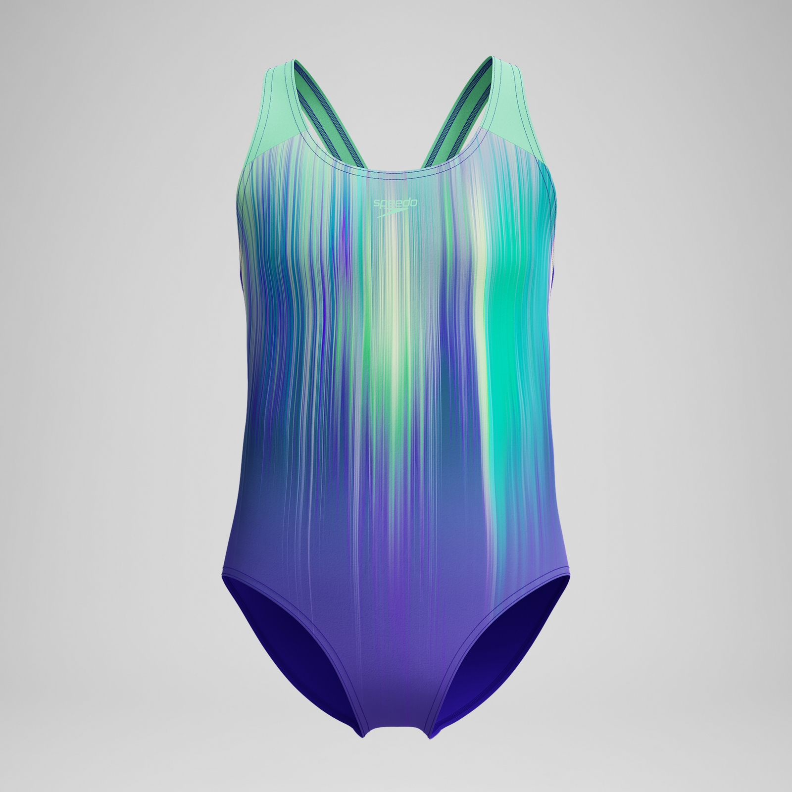 Girls Placement Splashback Swimsuit Green/Purple